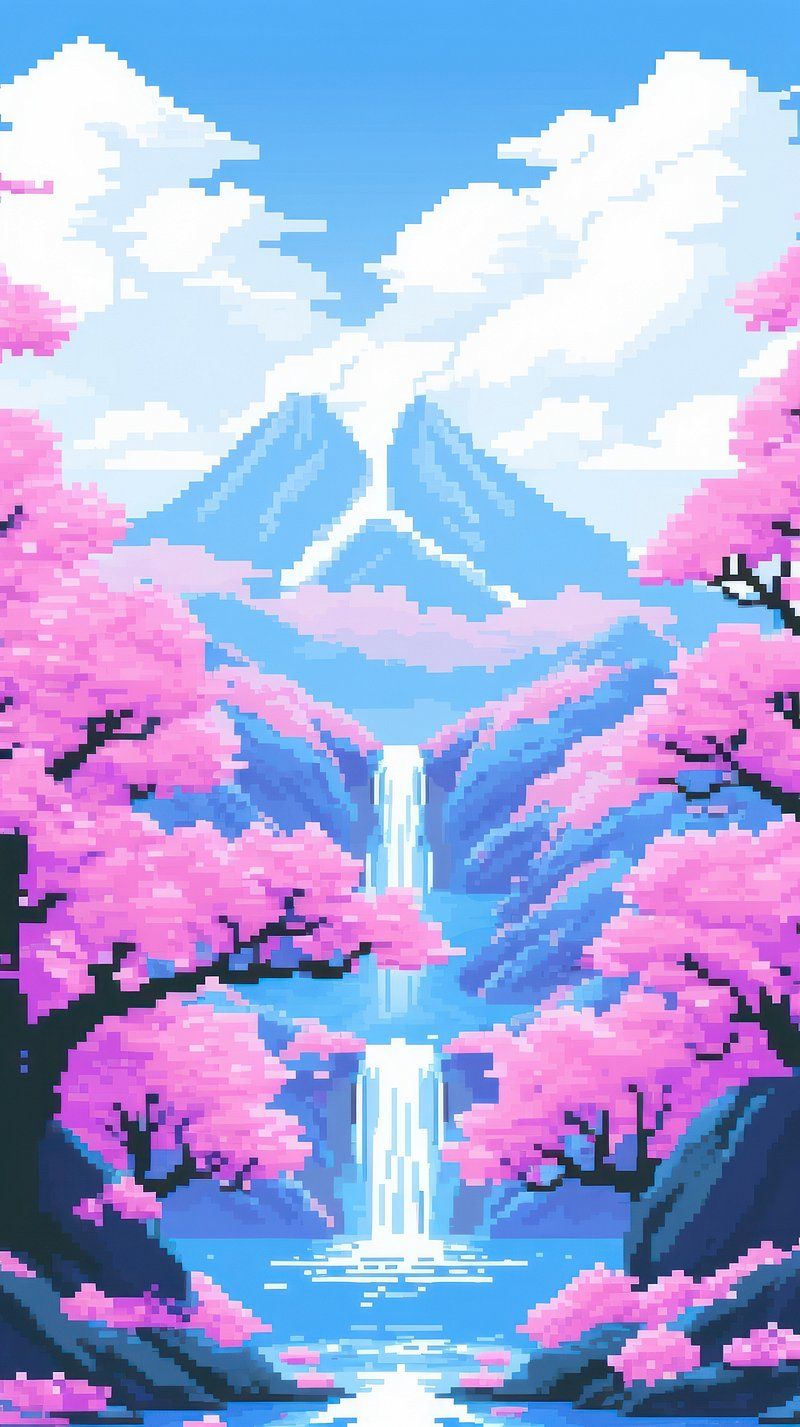 800x1427 Cherry Blossom Pixel Background Image Wallpaper