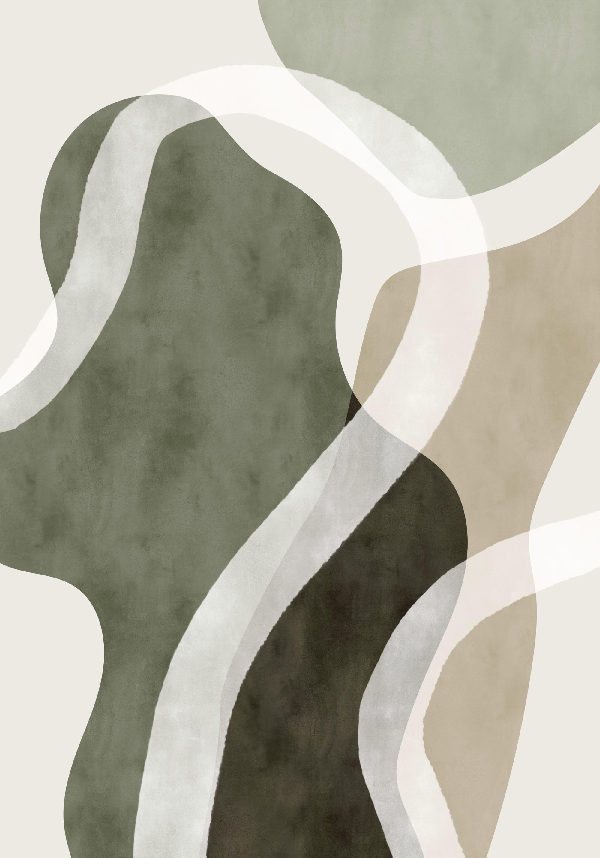 2000x2857 Abstract Green Shapes No1 Print 8 x 12 in
