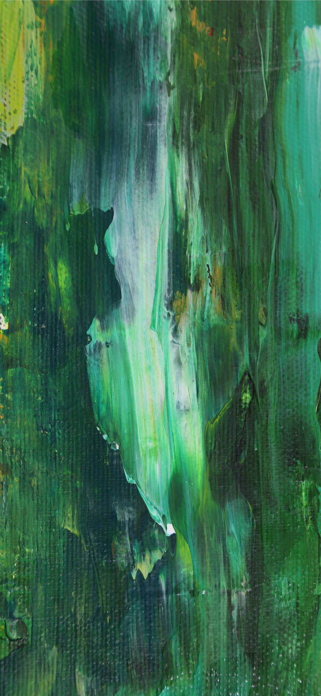 1284x2778 green and white abstract painting iPhone Wallpaper Free Download