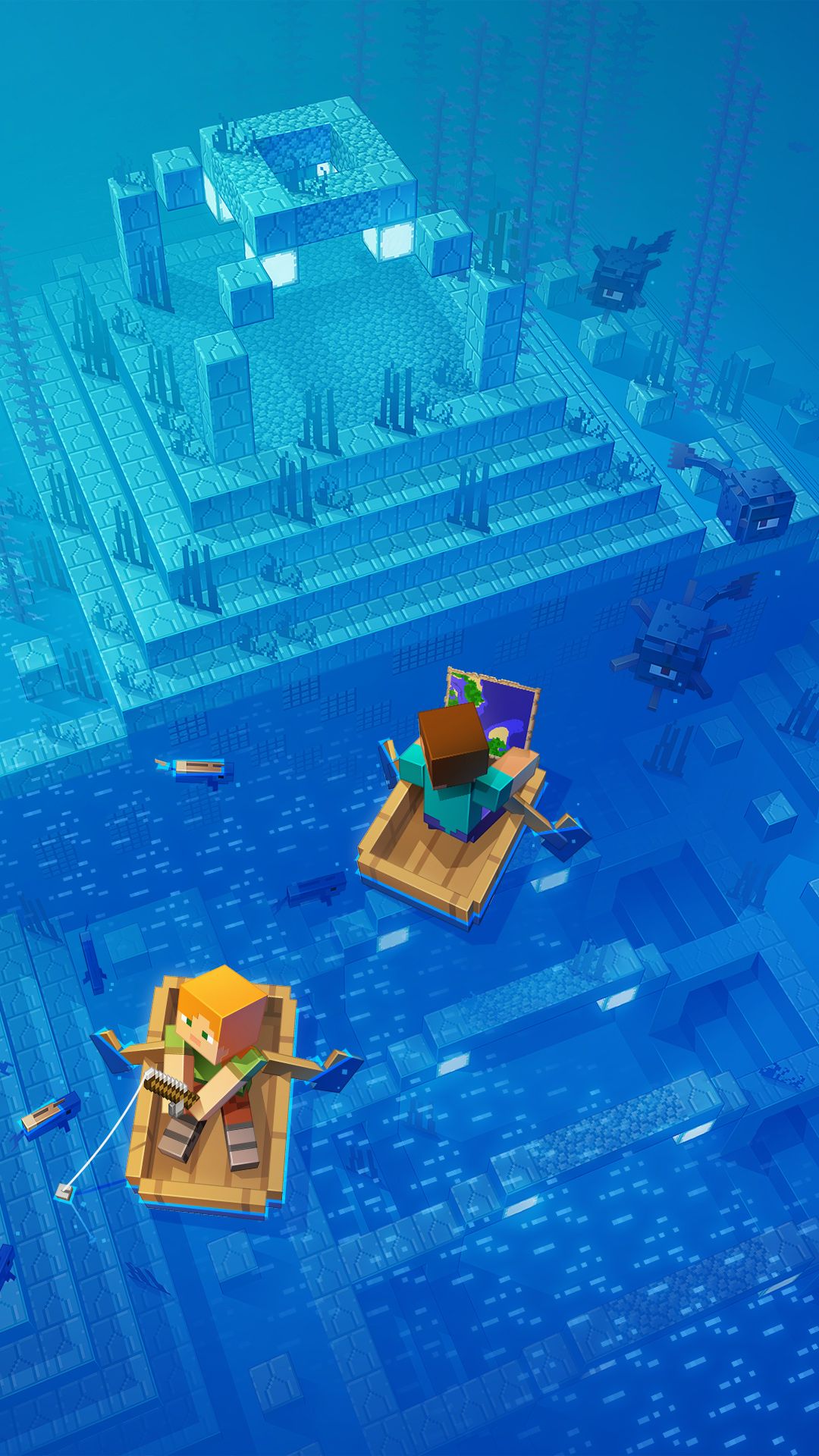 1080x1920 Minecraft Ocean 4K Wallpaper