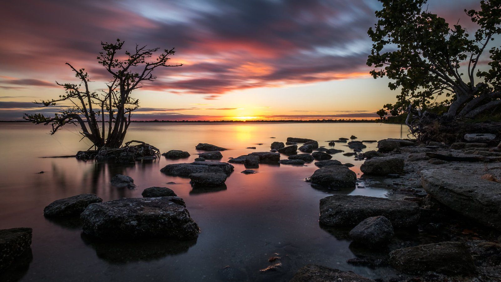 1600x900 Sunset Merritt Island On The Central Part Of Atlantic Florida Usa :