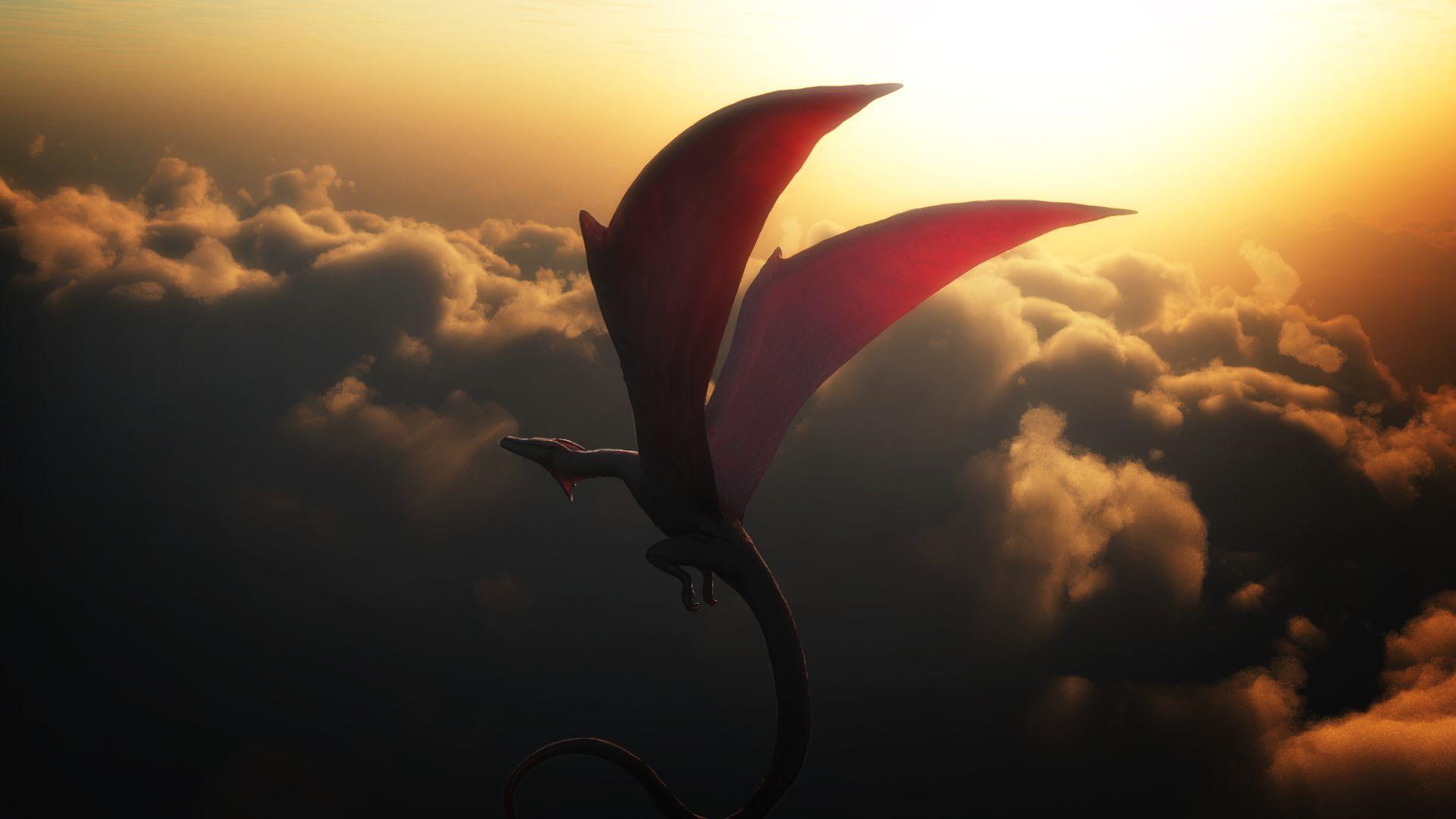 1920x1080 Dragons Sky Clouds Flight Wings dragon wallpaperx1080. Dragon wings, Sky and clouds, Clouds
