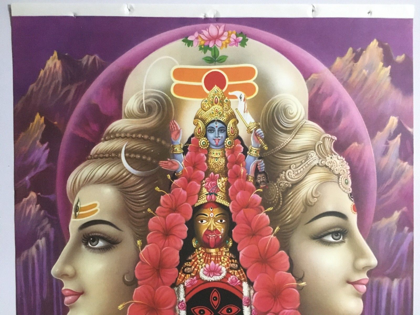 1600x1200 India Calendar Art Print KALI SHIVA & PARVATI By S Vilas 15in x 17in
