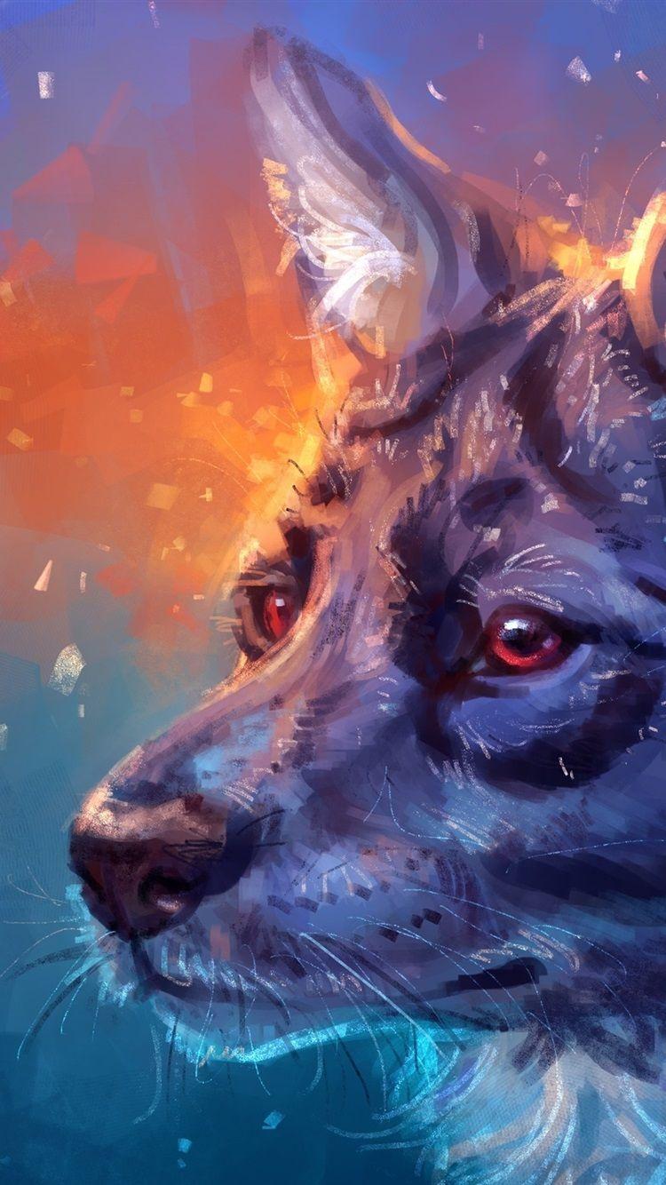 750x1334 Wallpaper Art painting, wolf, head, face, eyes 2880x1800 HD Picture, Image