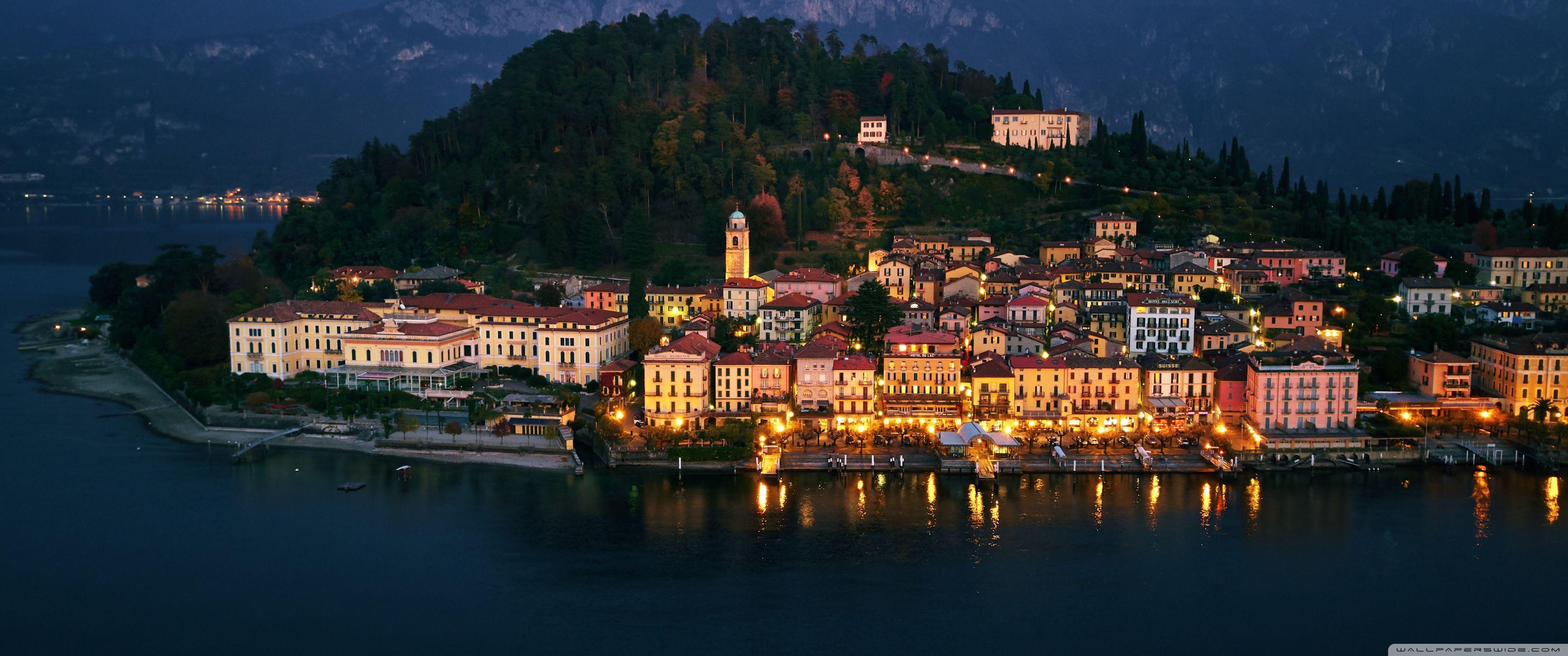 3440x1440 Lake Como, Night, Bellagio, Italy Ultra HD Desktop Background Wallpaper for 4K UHD TV : Widescreen & UltraWide Desktop & Laptop : Tablet