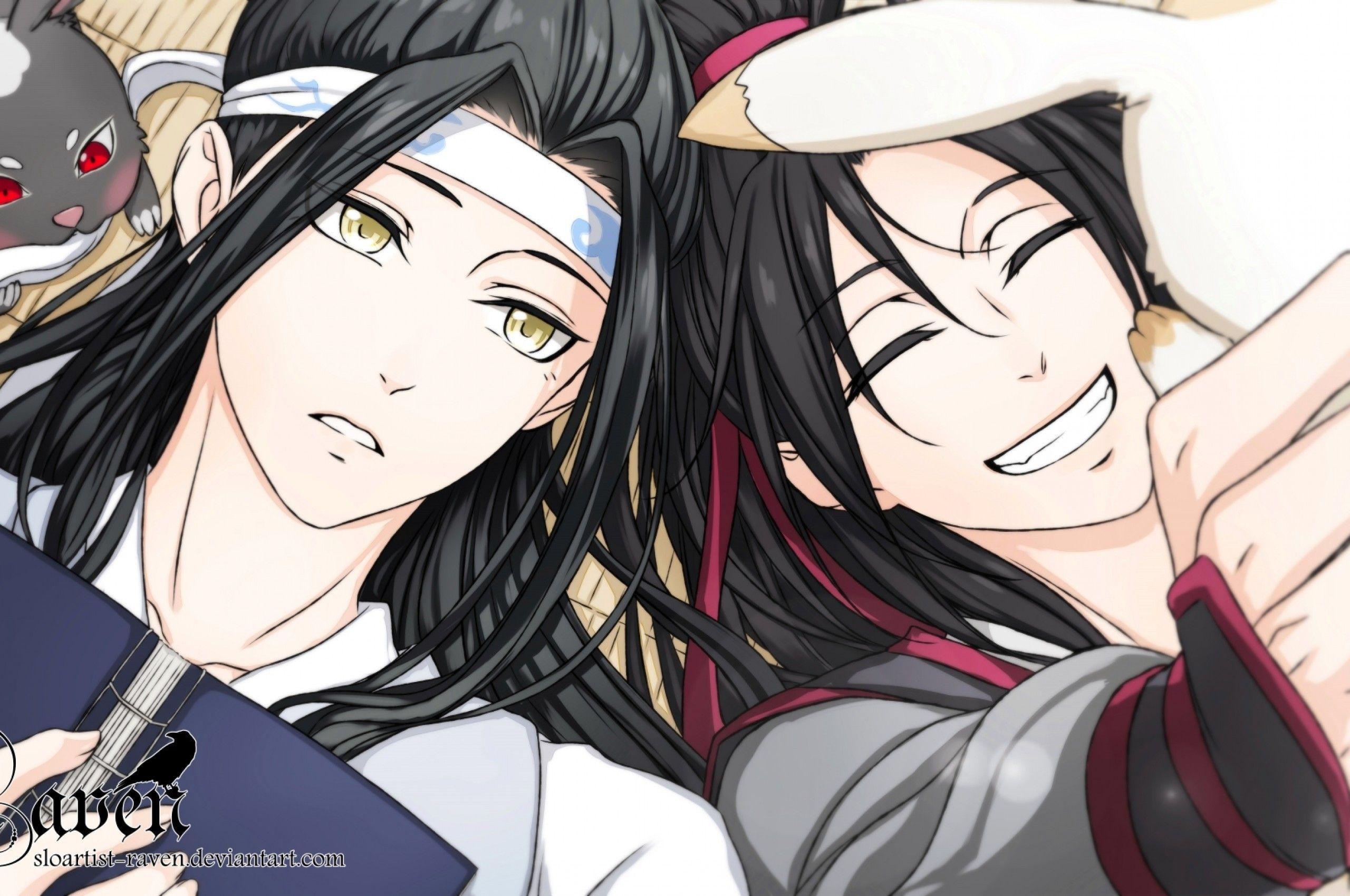 2560x1700 Download 2560x1700 Lan Wangji, Wei Wuxian, Smiling, Lying Down, Chinese Anime, Mo Dao Zu Shi Wallpaper for Chromebook Pixel
