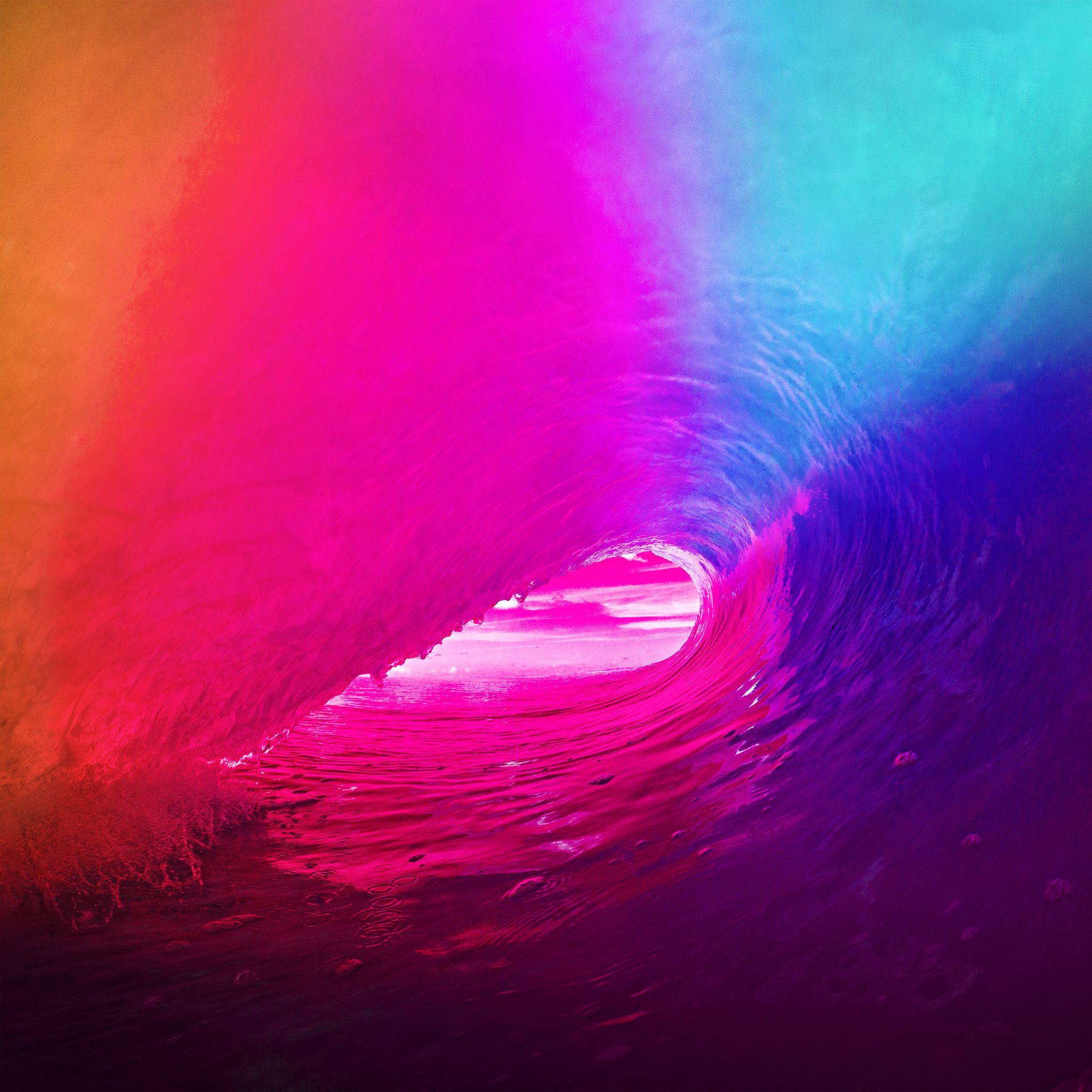 2048x2048 Ios9 Apple Wave Rainbow Sea Ocean Red Wallpaper