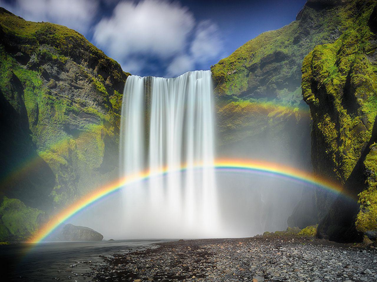 1280x959 Photo Iceland Nature Rainbow Waterfalls