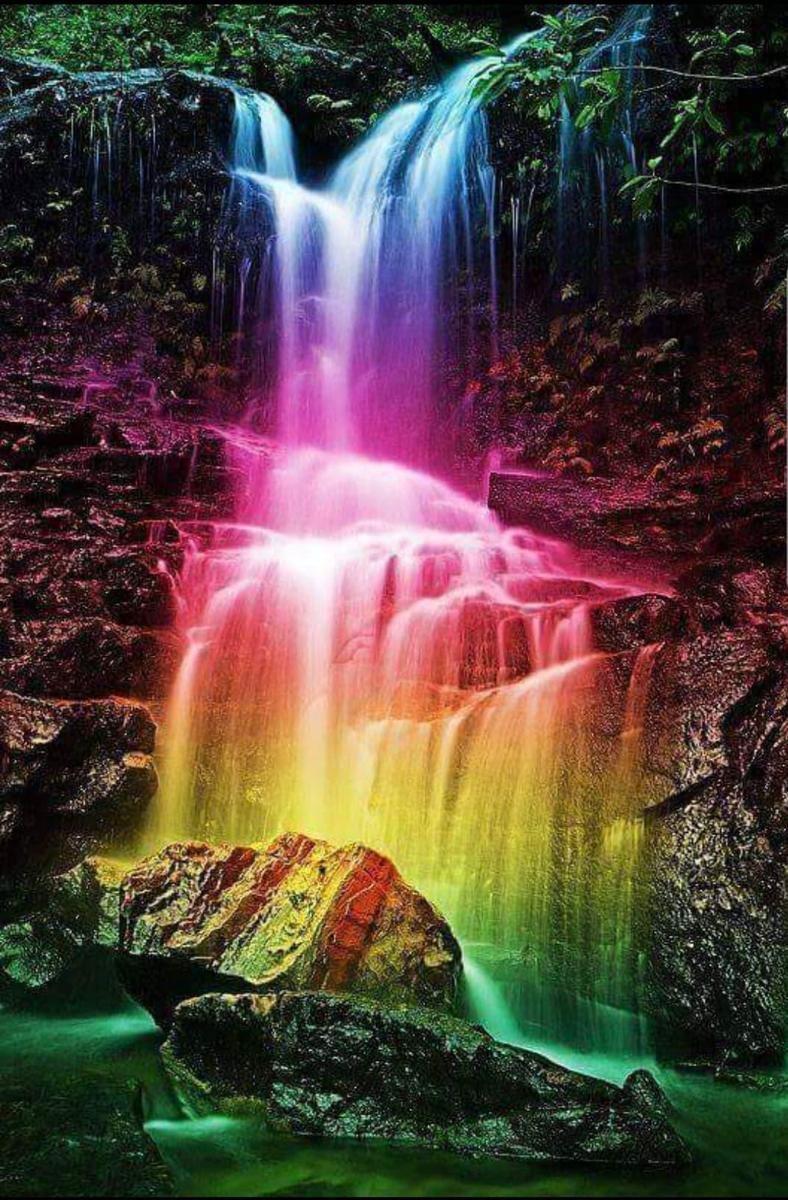 788x1200 Full pasting area Comes with square drills by default, round drills upon request. Tray, pen, a. Waterfall landscape, Rainbow waterfall, Beautiful nature wallpaper