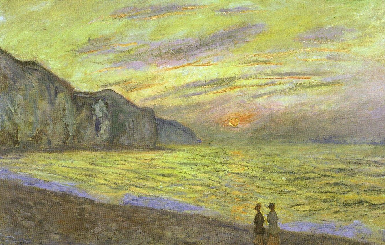 1332x850 Photo Wallpaper Landscape, Picture, Claude Monet, Sunset Paintings Beach Monet