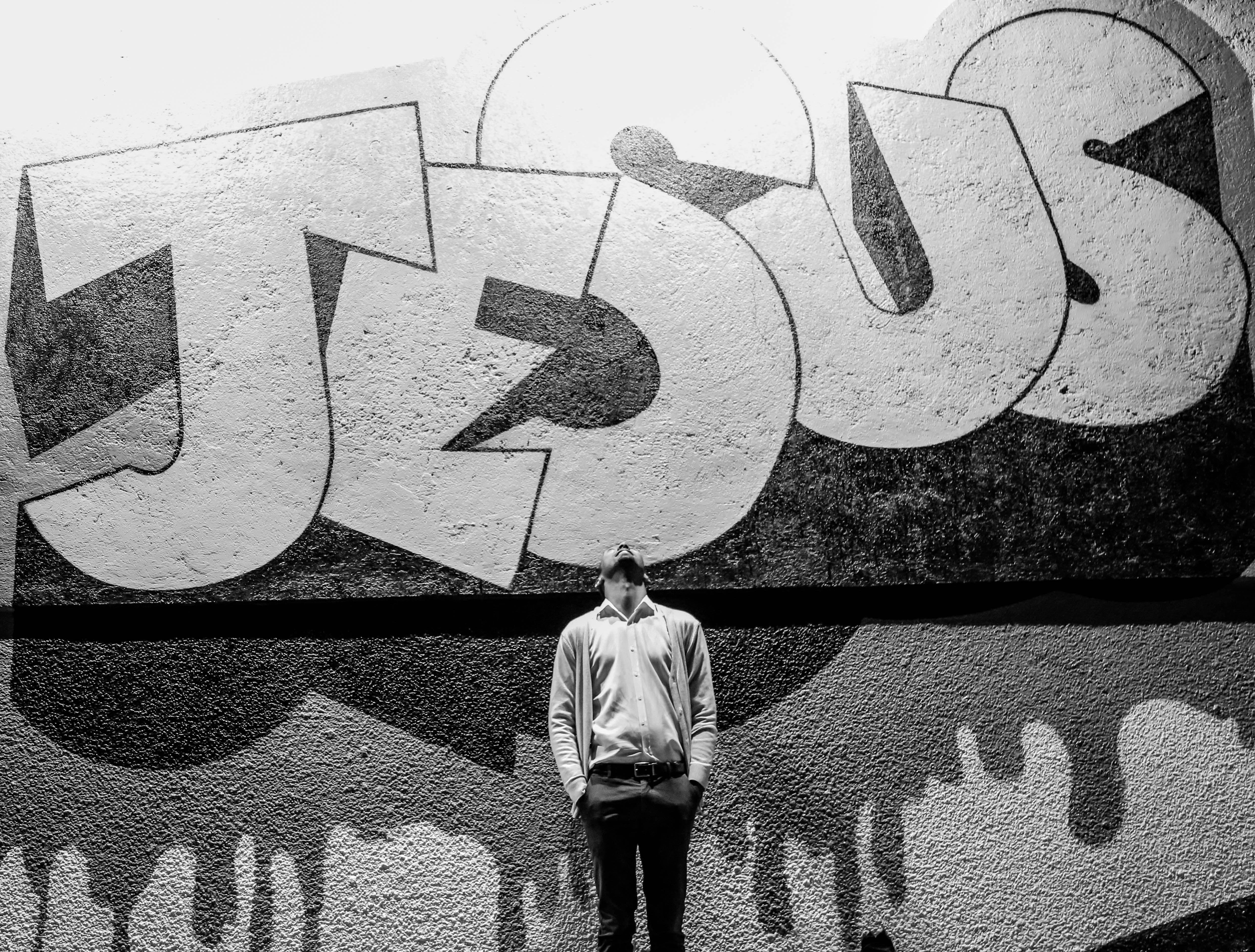 4966x3766 4966x3766 #black and white, #man, #Free image, #jesus, #painting, #jesu, #male, #graffiti, #wall, #art Gallery HD Wallpaper