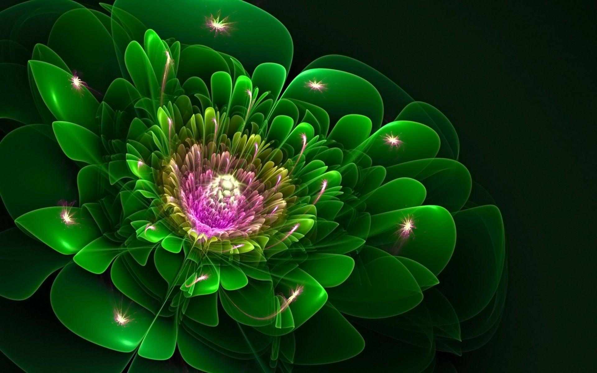 1920x1200 Dark Green Fractal Flower