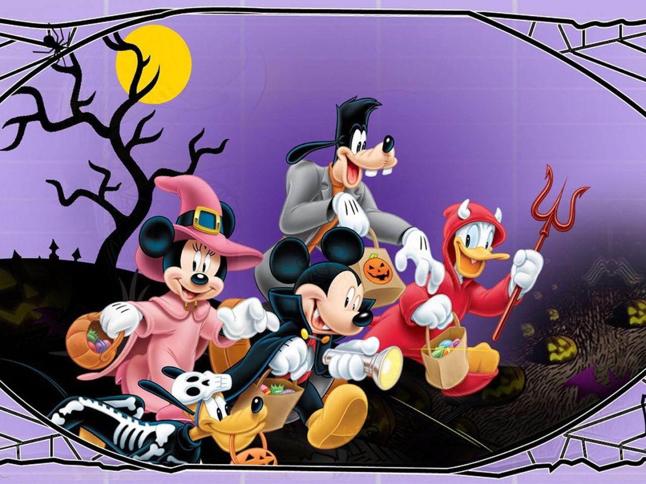 1280x960 Halloween Mickey Mouse And Minnie Mouse Goofy Donald Duck Pluto Disney Halloween Wallpaper 1920x1200 :