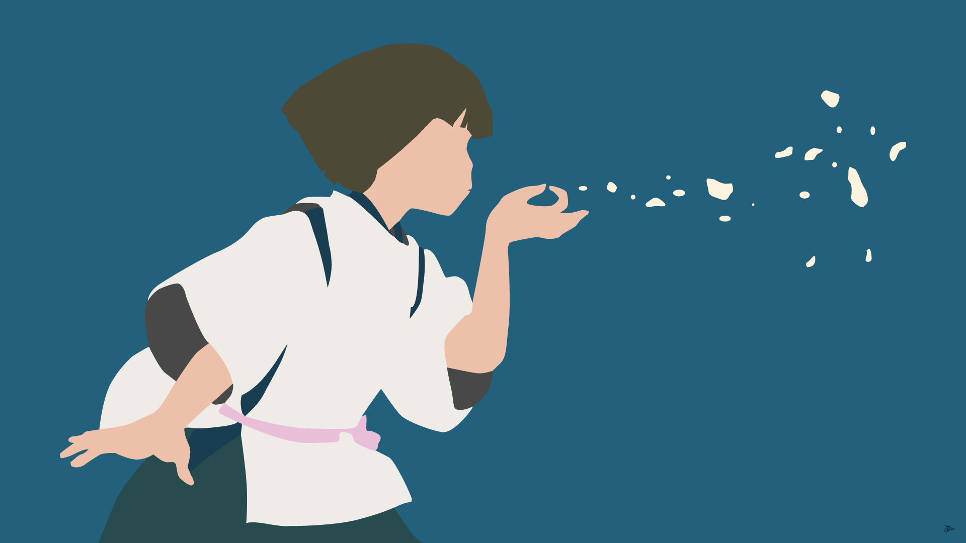 1920x1080 Haku Minimalist Wallpaper. Dessins minimalistes, Le voyage de chihiro, Manga japonais