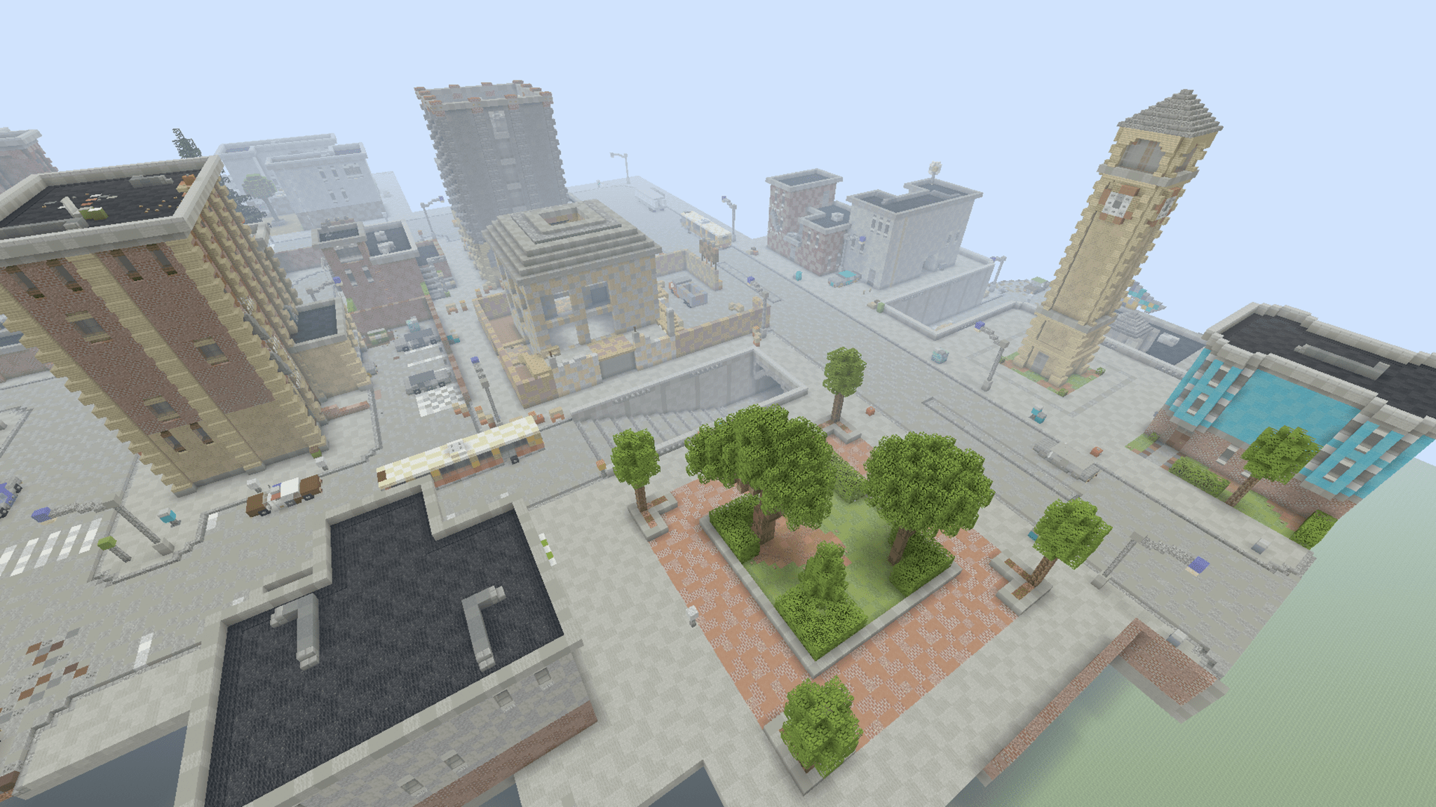 2048x1152 Tilted Towers in Minecraft
