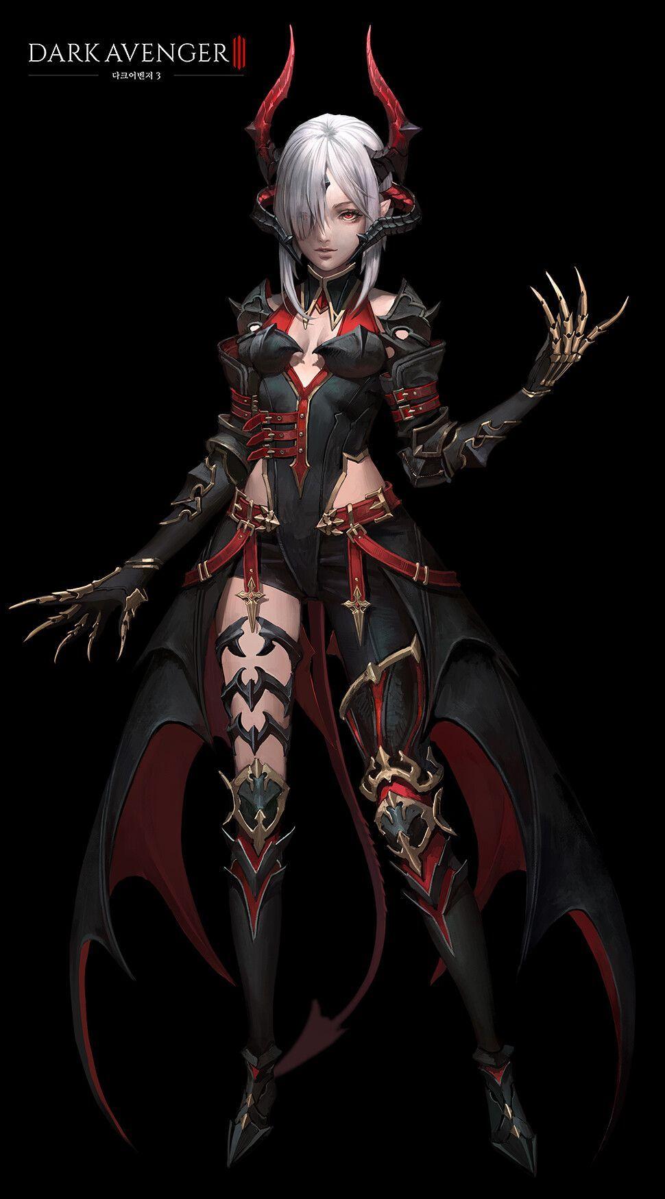 970x1750 DRAK AVENGER 3 (Darkness Rises) character design (2017.08 ), MAHO. Anime character design, Character design, Fantasy female warrior