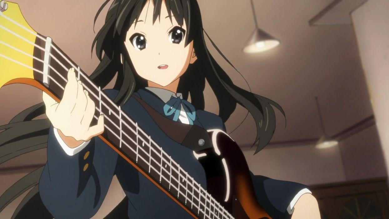 1244x700 K ON! Guitars Akiyama Mio Smiling Open Mouth Anime Anime Girls Wallpaperx1080