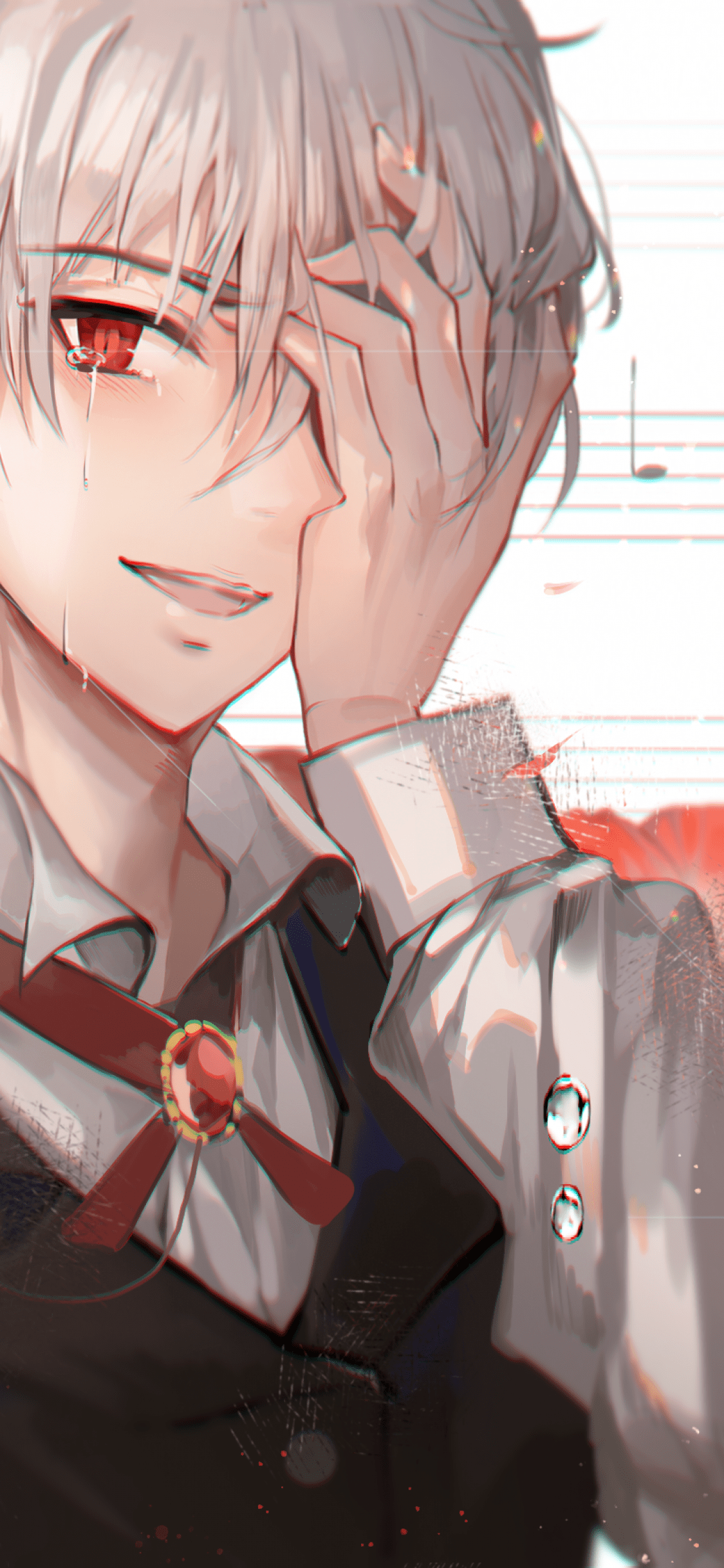 1125x2436 Download 1125x2436 Anime Boy, Crying, Red Eye, Tears, White Hair Wallpaper for iPhone 11 Pro & X