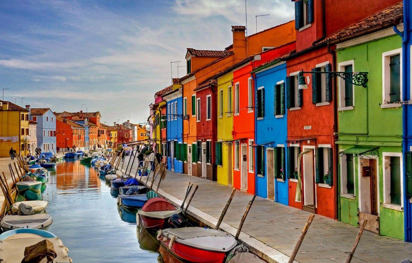 1332x850 Wallpaper paint, home, boats, Italy, Venice, channel, Burano island image for desktop, section город