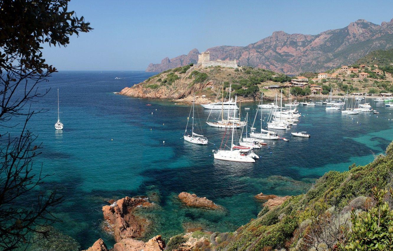 1332x850 Wallpaper sea, Bay, yachts, Corsica image for desktop, section пейзажи
