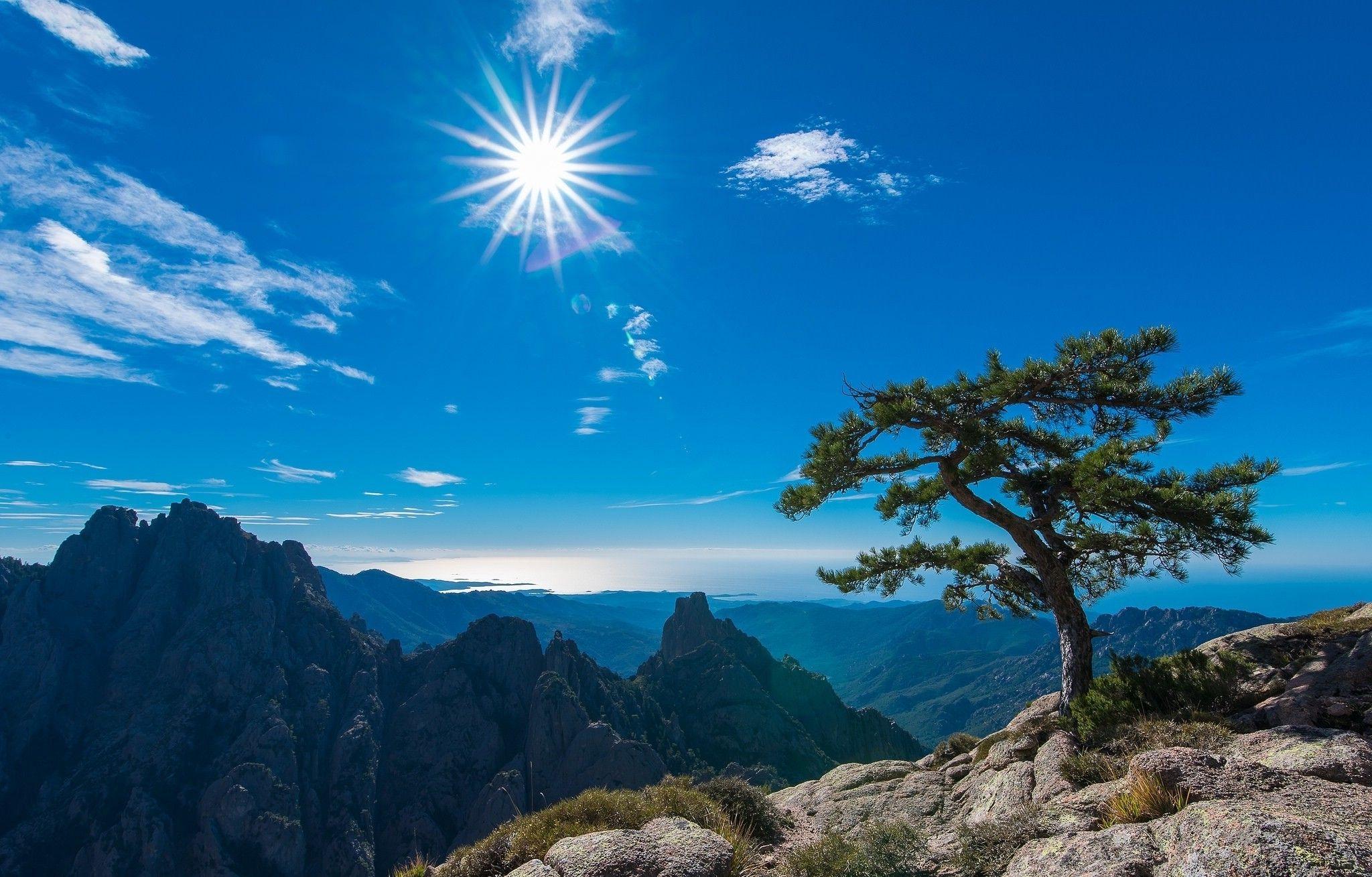 2048x1309 Corsica, France, Landscape, Trees, Sun Wallpaper HD / Desktop and Mobile Background