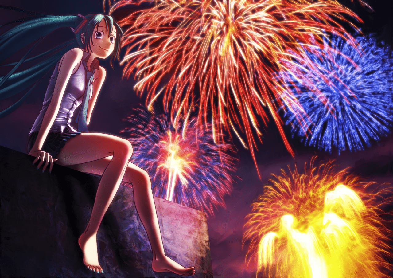 1280x905 Happy New Year 2014 Firework Anime Wallpaper