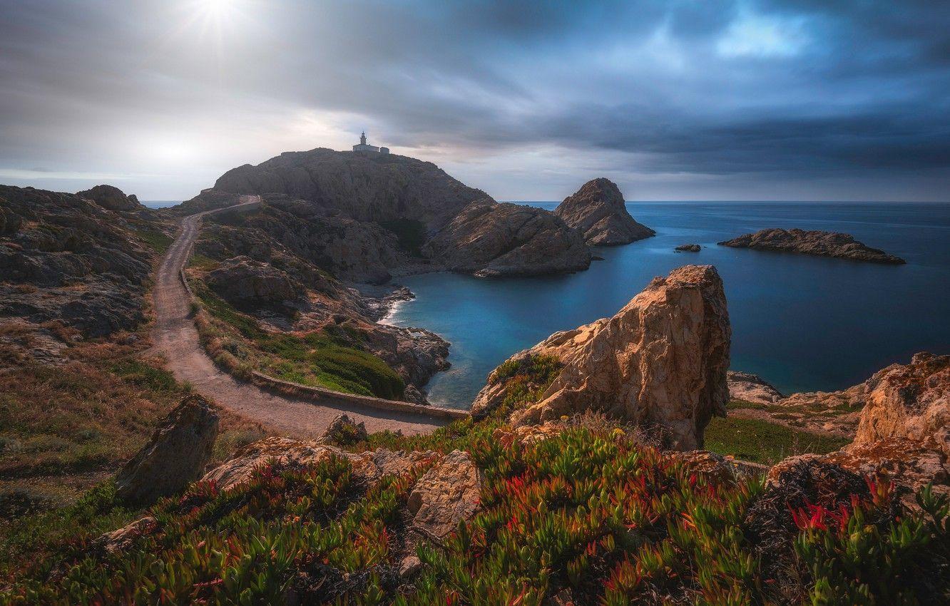 1332x850 Wallpaper Road, Sea, Rocks, Coast, France, France, The Mediterranean Sea, Mediterranean Sea, Upper Corsica, Pietra Island, Haute Corse, La Pietra Island Image For Desktop, Section пейзажи