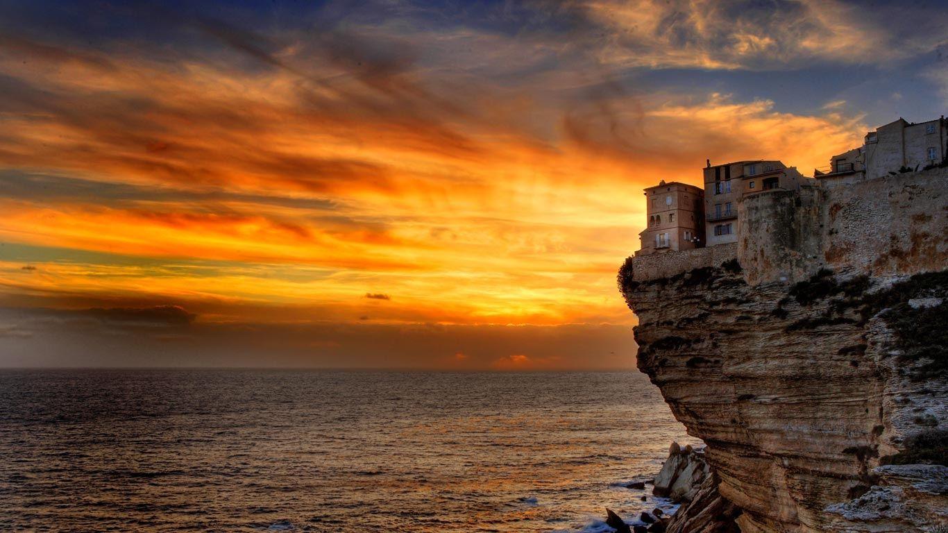 1366x768 Bonifacio, Corsica, France. Corsica, France wallpaper, Places to travel