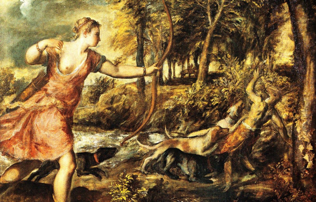 1332x850 Wallpaper picture, Titian, mythology, Tiziano Vecellio, The Death Of Actaeon image for desktop, section живопись