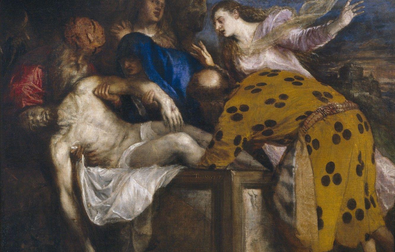 1332x850 Wallpaper Jesus Christ, Titian Vecellio, Entombment image for desktop, section живопись