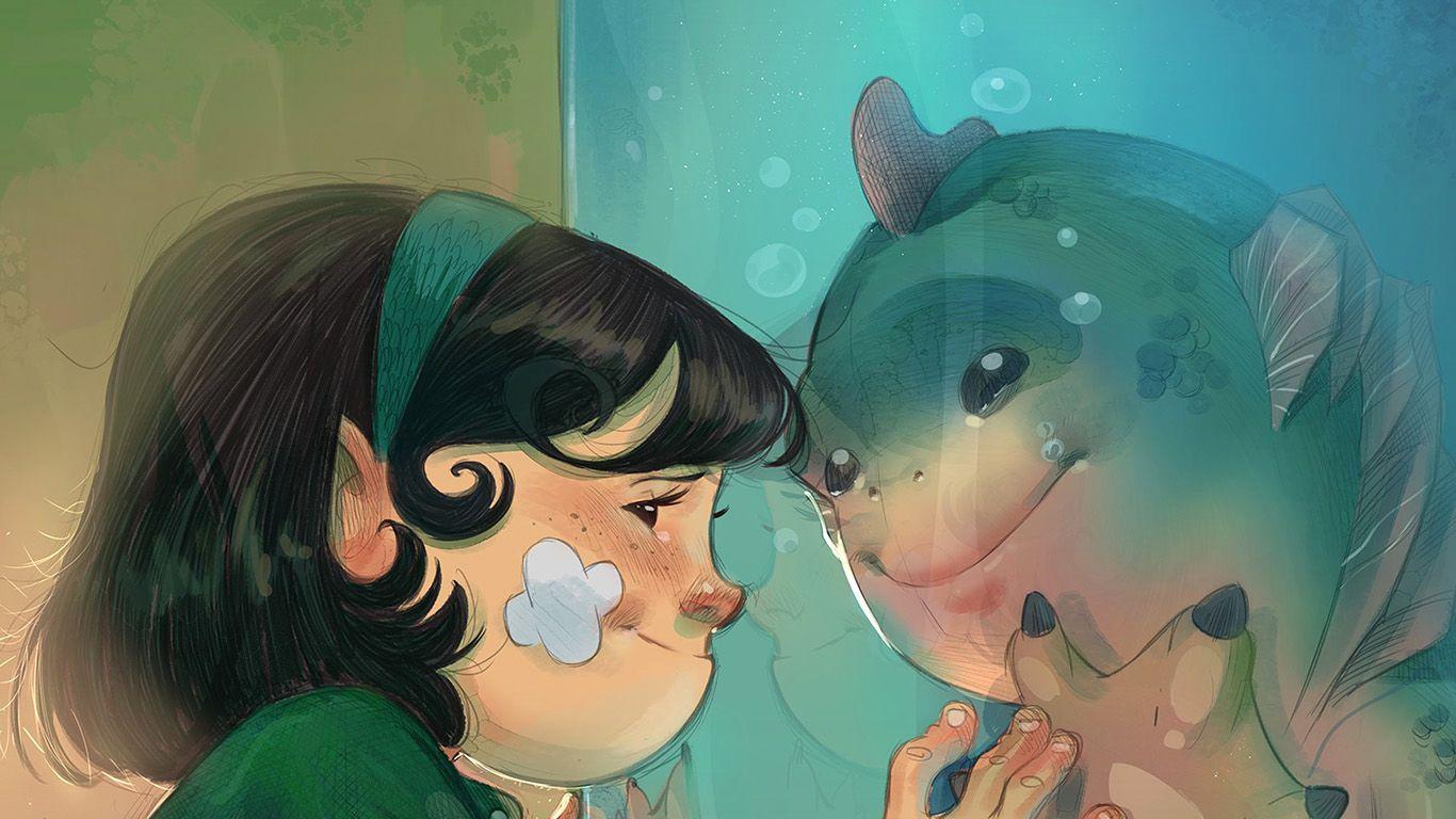 1366x768 Rafael Sam Shape Of Water Anime Art Illustration Wallpaper