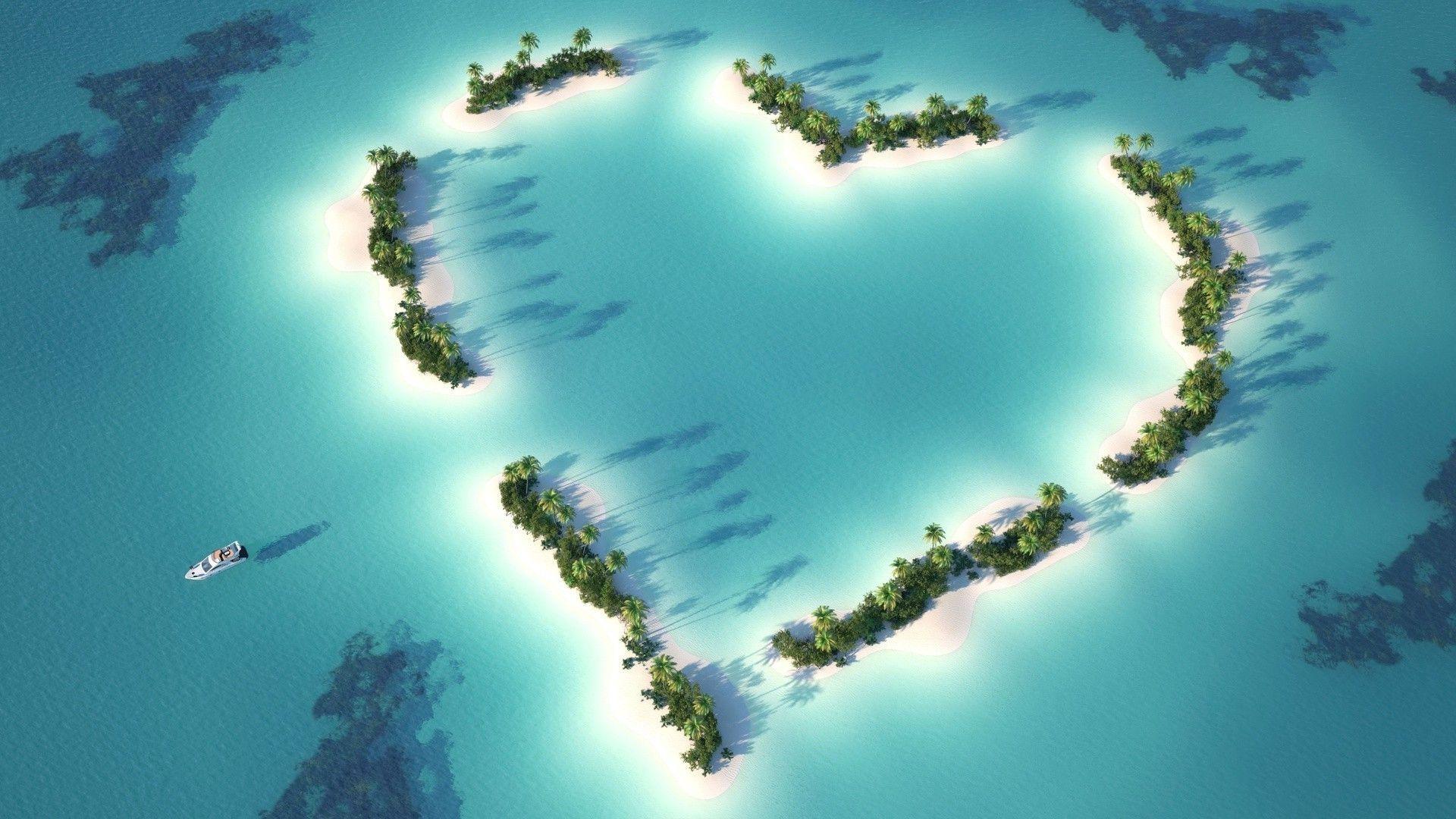 1920x1080 Islands in the shape of a heart