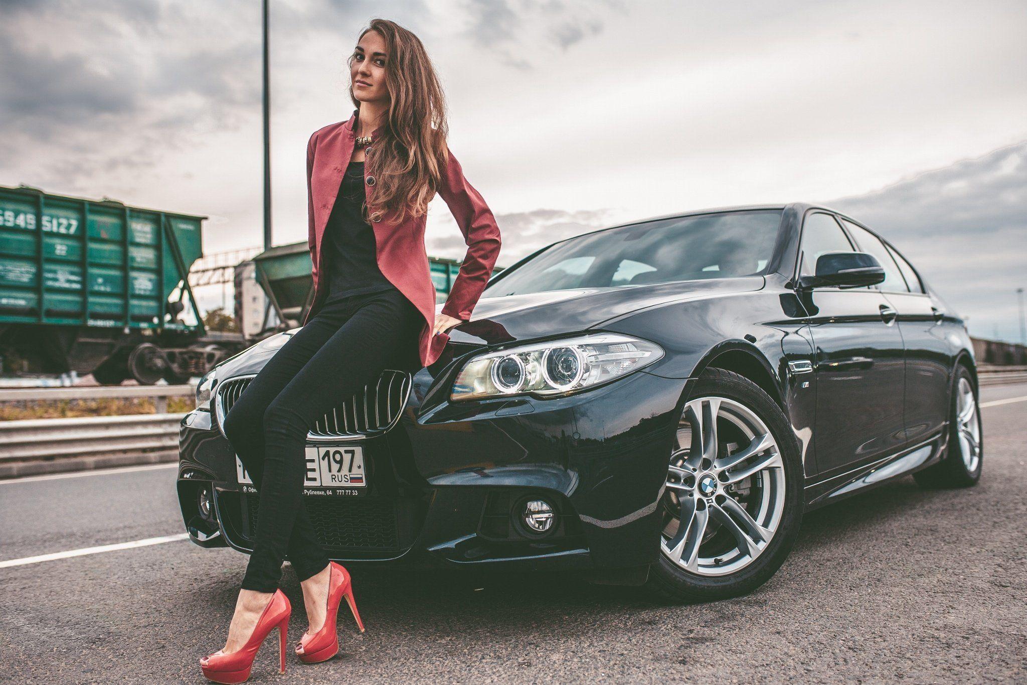2048x1365 BMW 528i Girl Legs Model Woman View Hair Car Road wallpaperx1365
