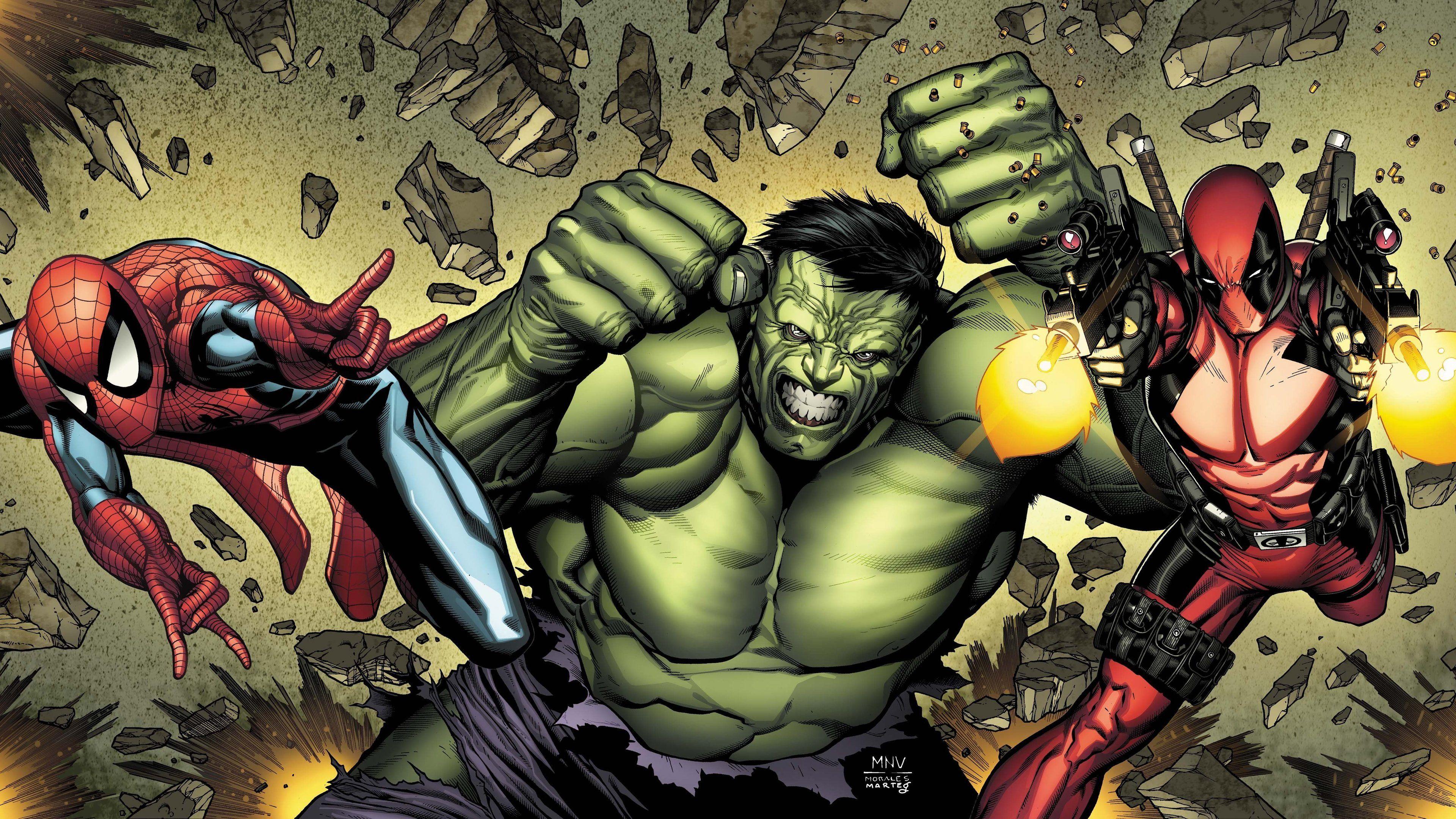 3840x2160 Wallpaper 4k Deadpool Hulk Spiderman Art 4k Wallpaper, 5k Wallpaper, Artwork Wallpaper, Deadpool Wallpaper, Digital Art Wallpaper, Hd Wallpaper, Hulk Wallpaper, Spiderman Wallpaper, Superheroes Wallpaper