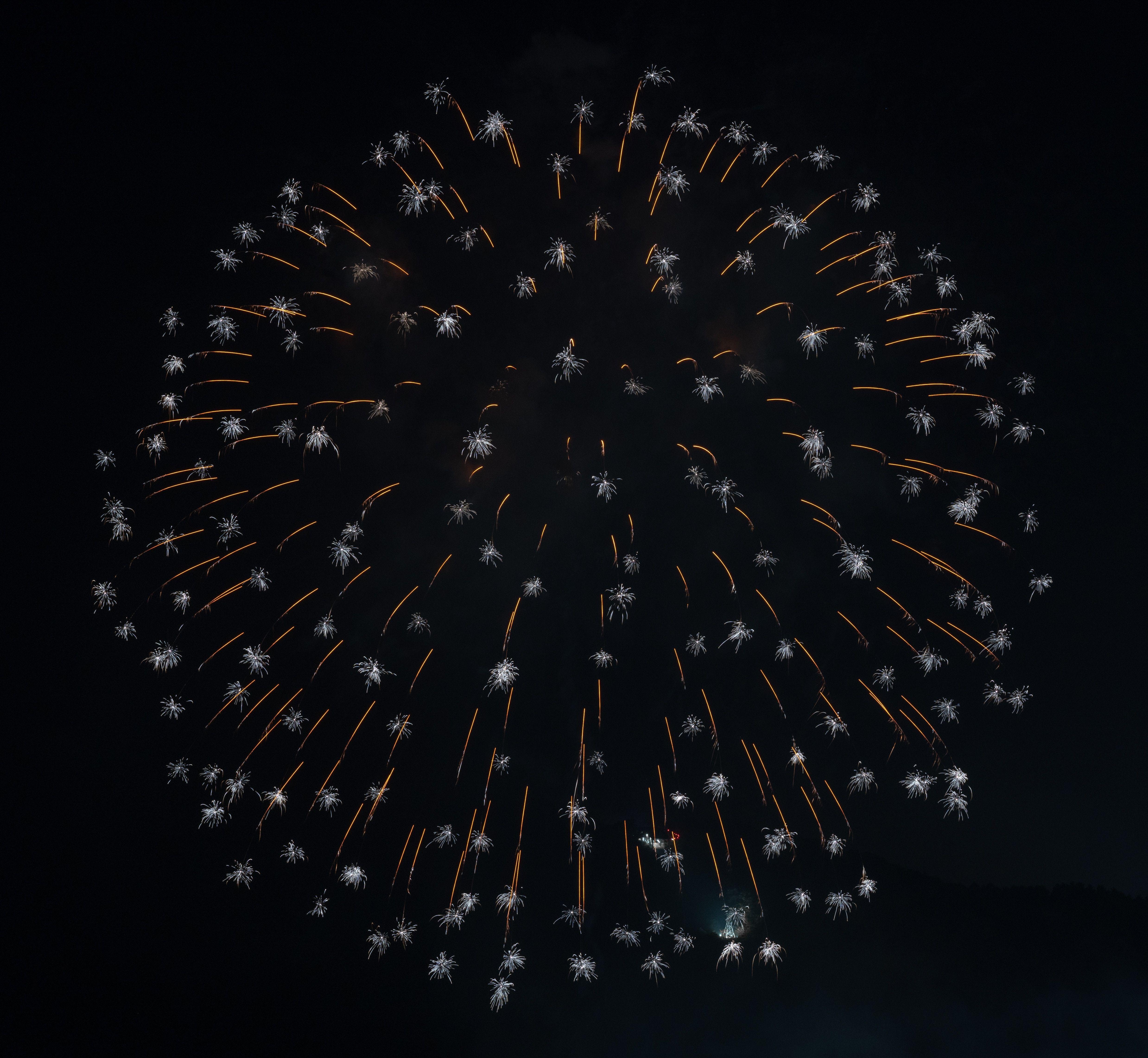 4954x4564 Download wallpaper 4954x4564 fireworks, sparks, white, dark, holiday HD background