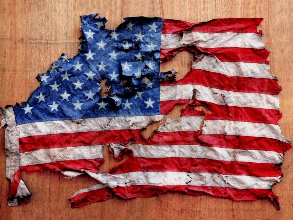 1024x768 Old Torn Flag Flag Torn Apart
