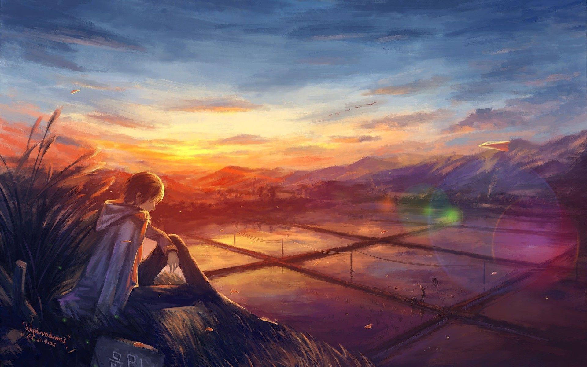 landscape anime painting drawings