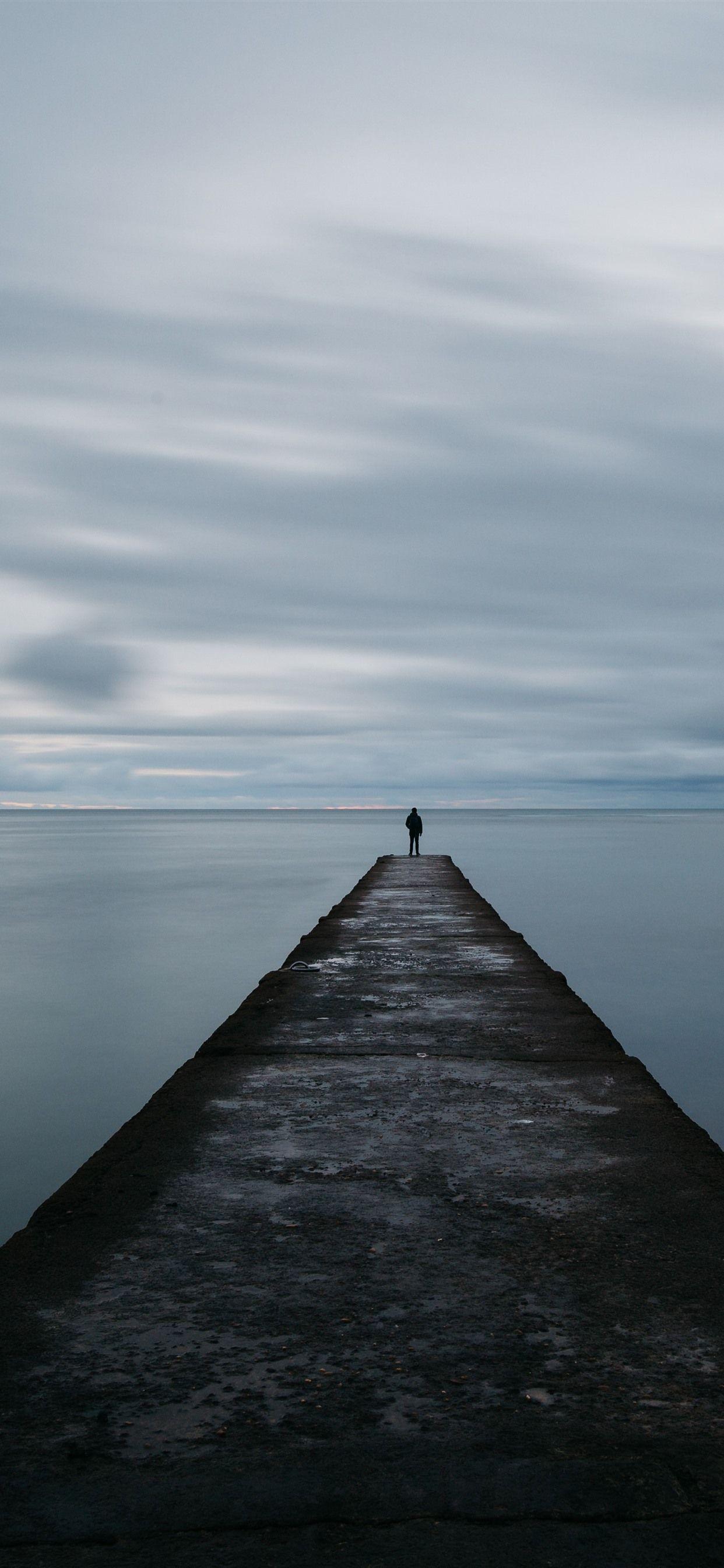 1242x2688 Pier, Lake, Man 1242x2688 IPhone 11 Pro XS Max Wallpaper, Background, Picture, Image