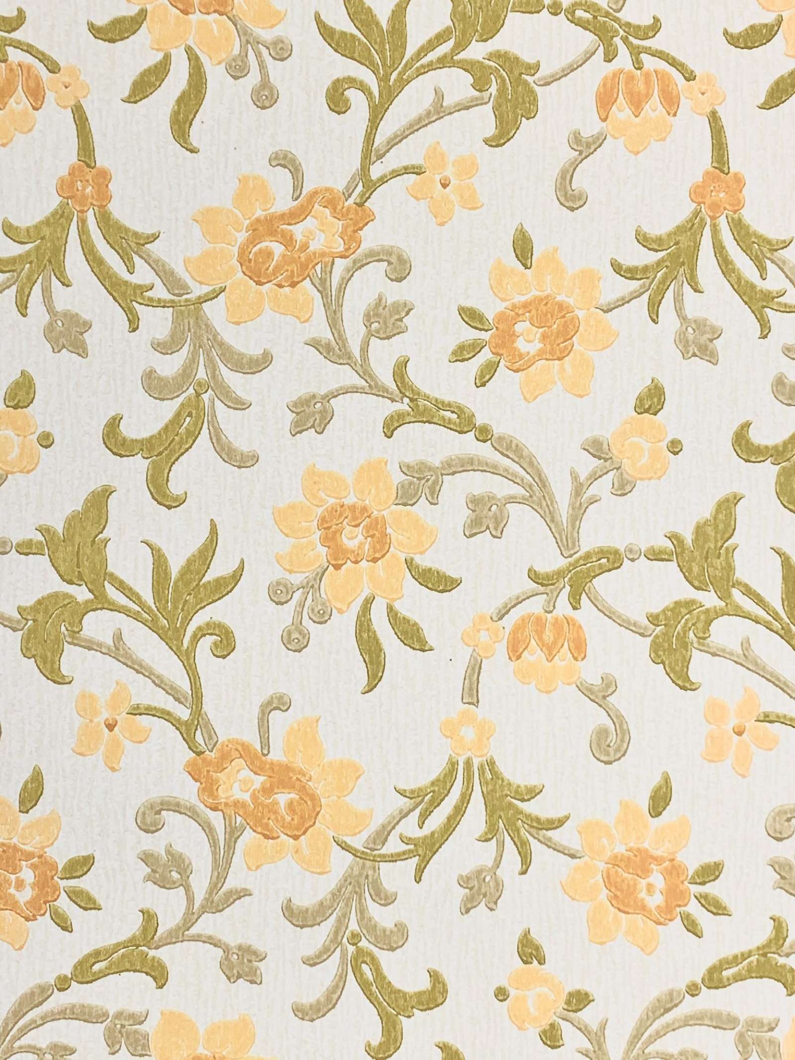 1600x2134 Vintage Wallpaper Shop. Orange Floral Wallpaper