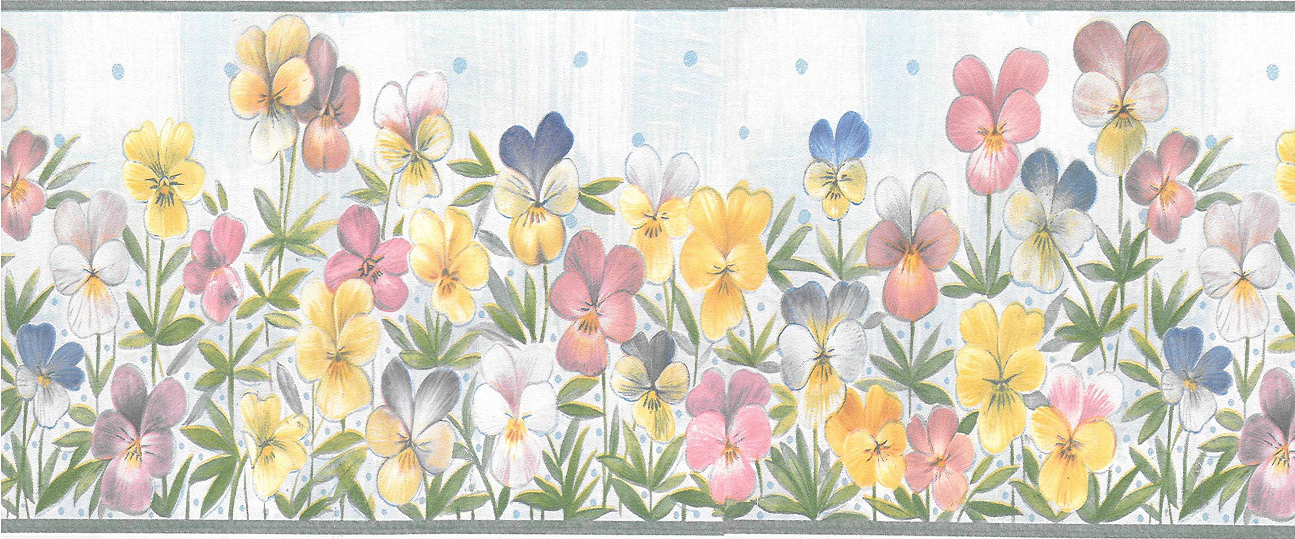 Yellow Hugs & Kisses Wallpaper Roll W1028 Pink Blue Flowers Floral Pattern 