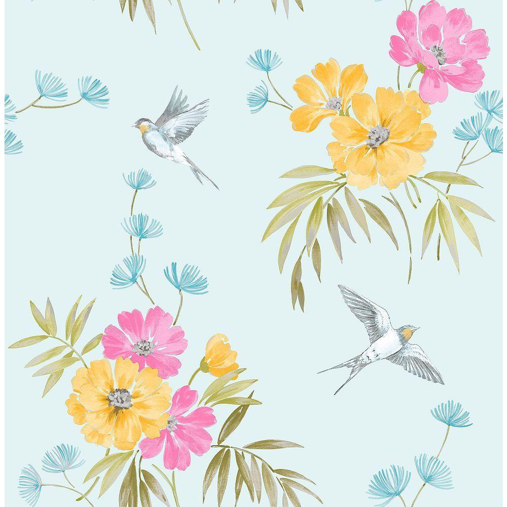 1000x1000 Fine Decor Riva Blue Floral Wallpaper. The Home Depot Canada