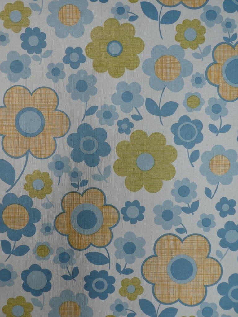 768x1024 vintage floral wallpaper blue yellow flowersé webshop voor vintage en modern behang
