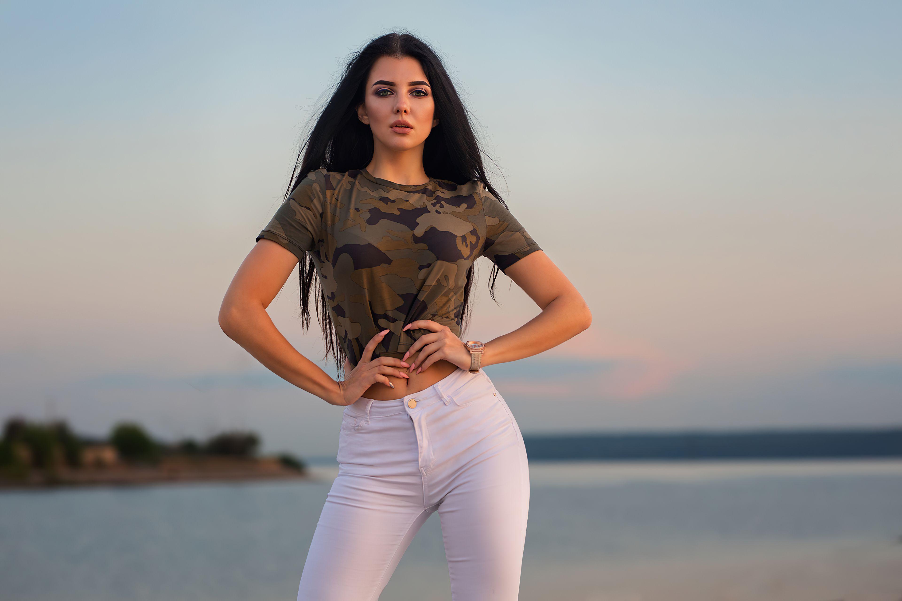 3840x2559 Girl Model White Jeans Looking At Viewer 4k, HD Girls, 4k Wallpaper, Image, Background, Photo and Picture
