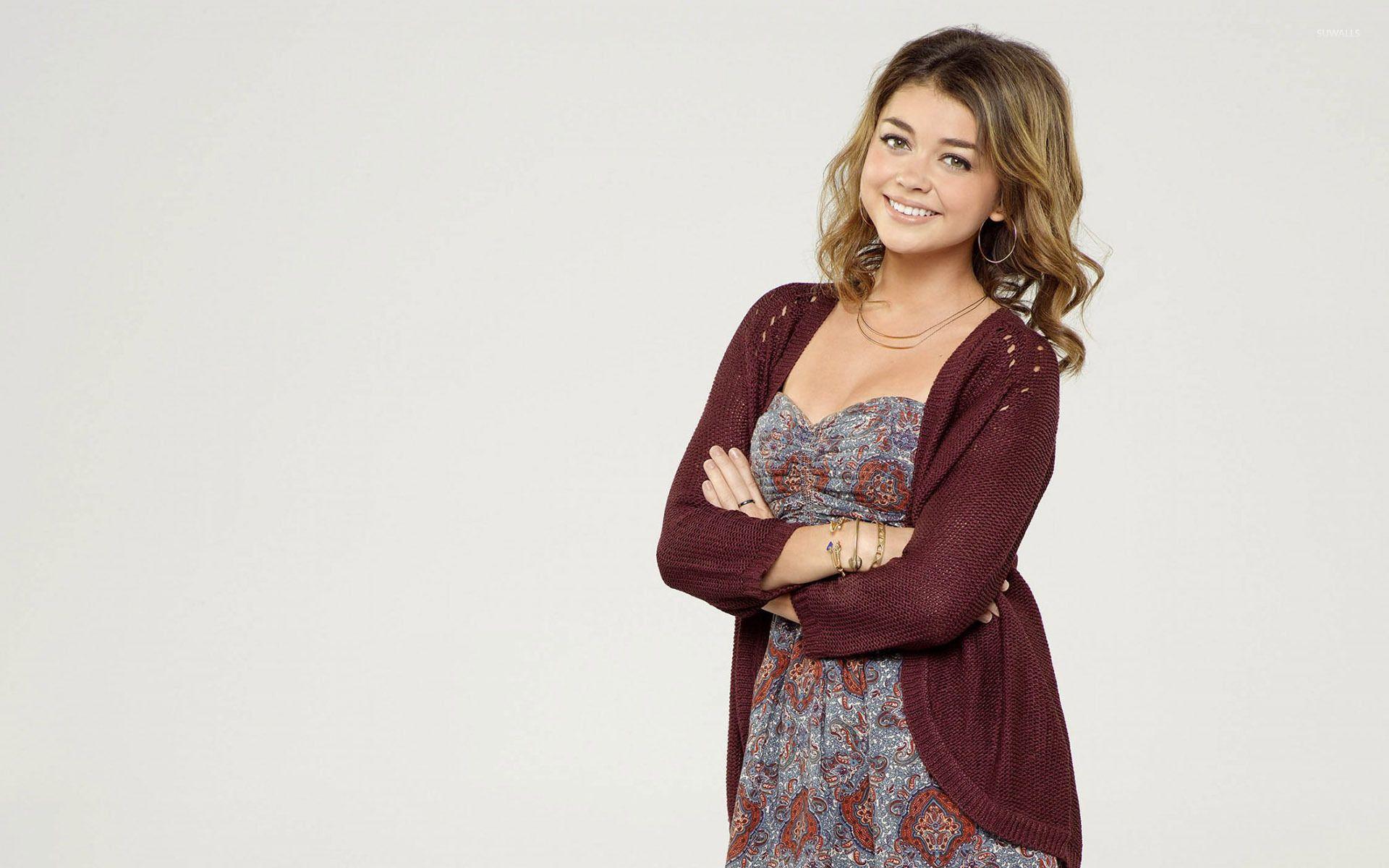 1920x1200 Sarah Hyland in a floral dress wallpaper wallpaper