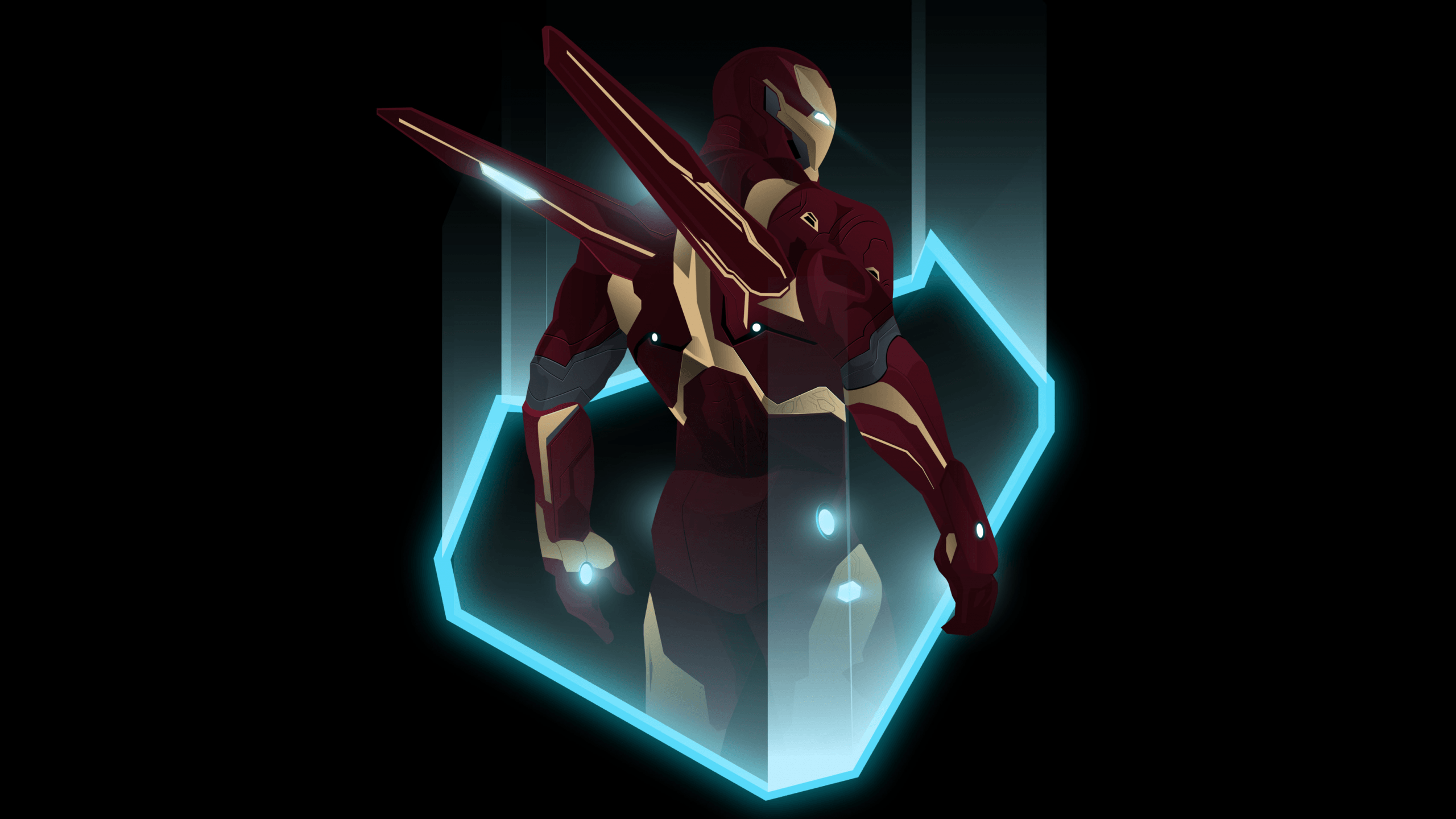 2560x1440 Wallpaper Iron Man, Dark Background, Illustration, 4K, Black Dark,. Wallpaper For IPhone, Android, Mobile And Desktop