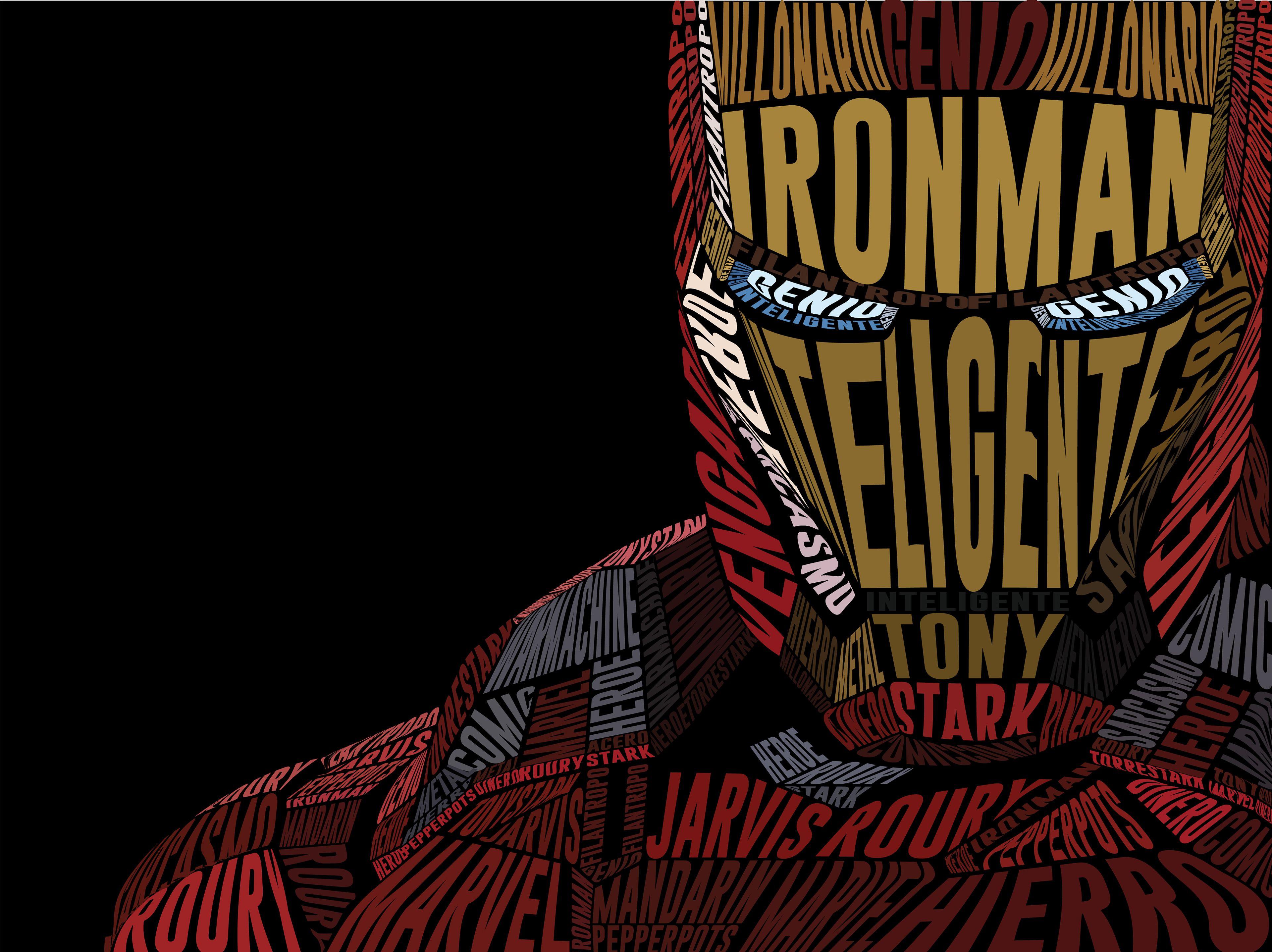 3840x2874 Iron Man Typographic Illustration, HD Superheroes, 4k Wallpaper, Image, Background, Photo and Picture