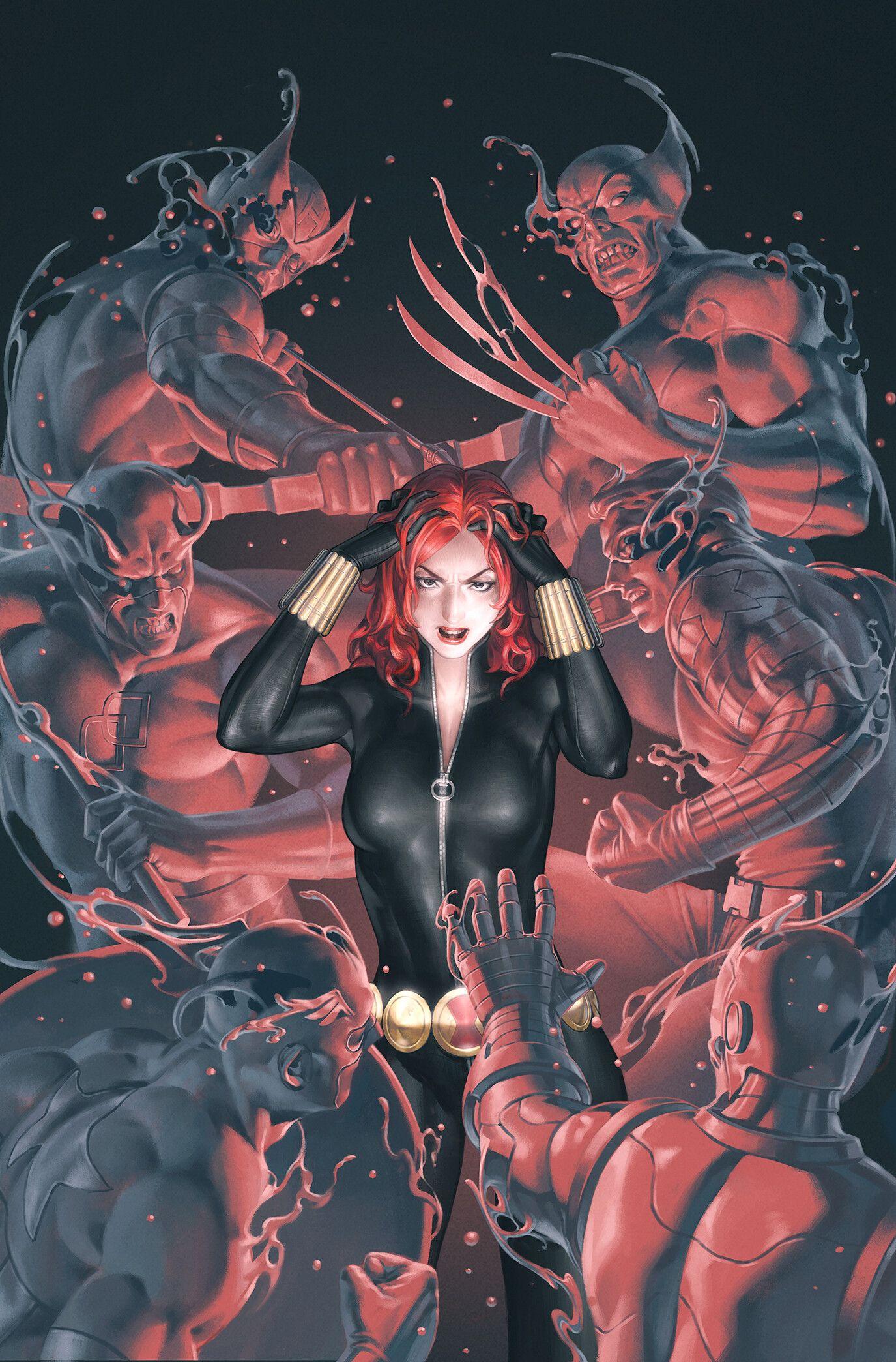 1375x2088 Junggeun Yoon Women Marvel Comics Costumes Captain America Daredevil Wolverine Iron Man Black Widow Wallpaper:1375x2088