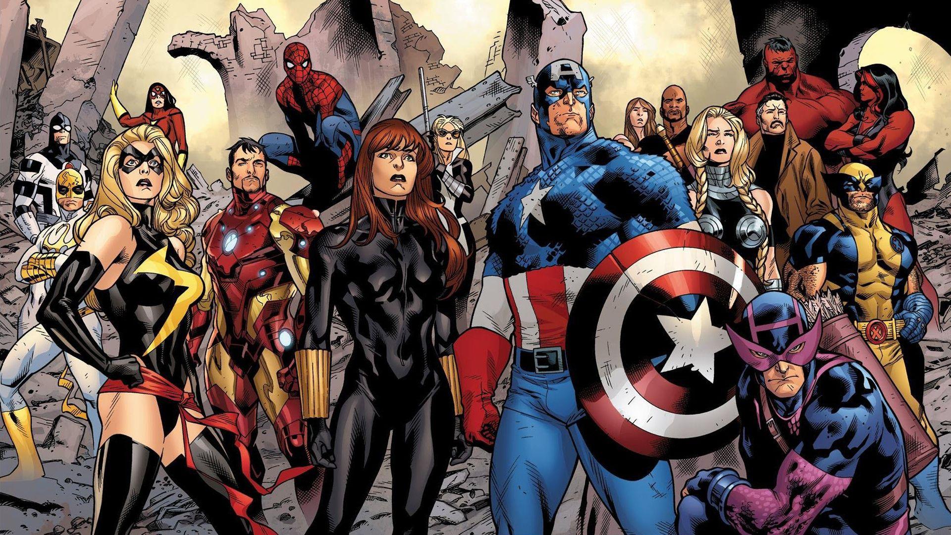 1920x1080 Comics Avengers The Avengers Iron Fist Iron Man Black Widow Captain America Hawkeye Red Hulk She Hulk Wolverine Spider Man Red She Hulk HD Wallpaper Background Image