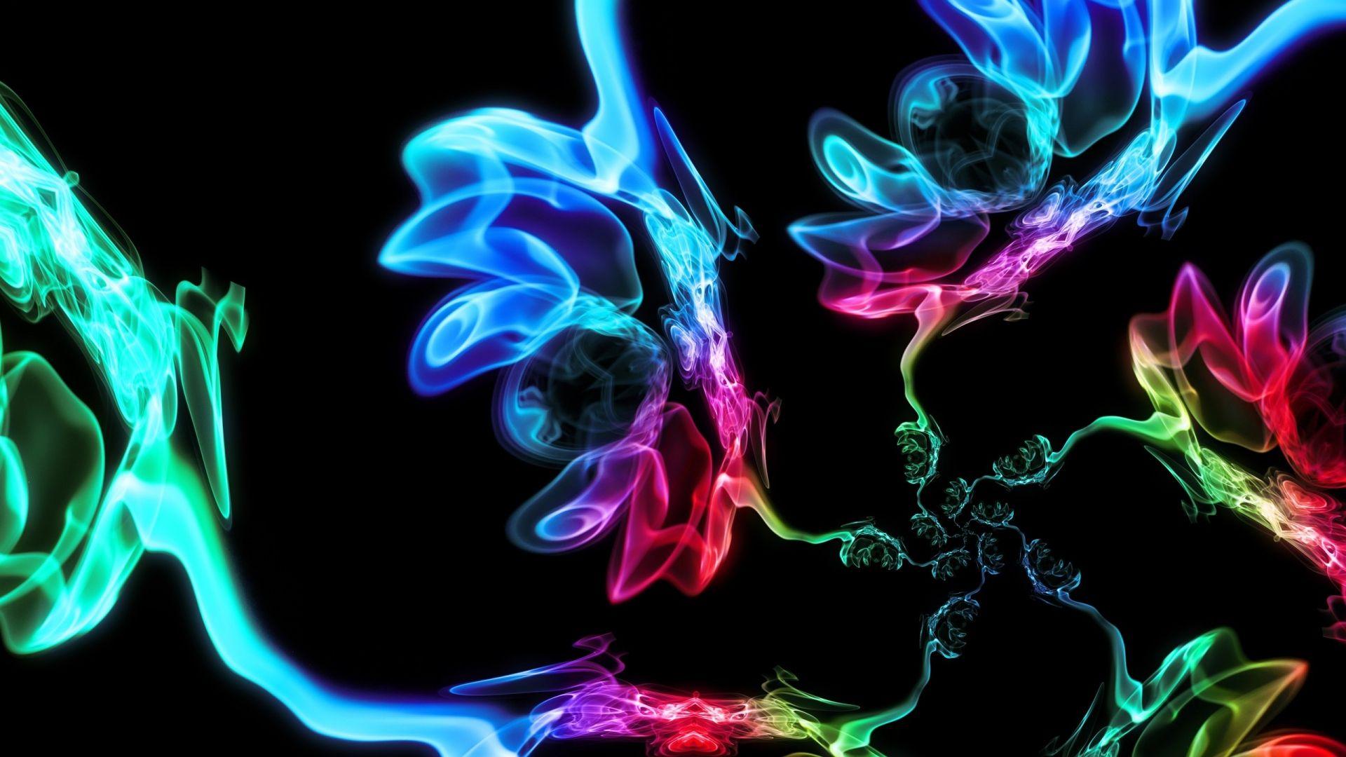 1920x1080 Download Wallpaper 1920x1080 smoke, colored, dark background, forms Full HD 1080p HD Background