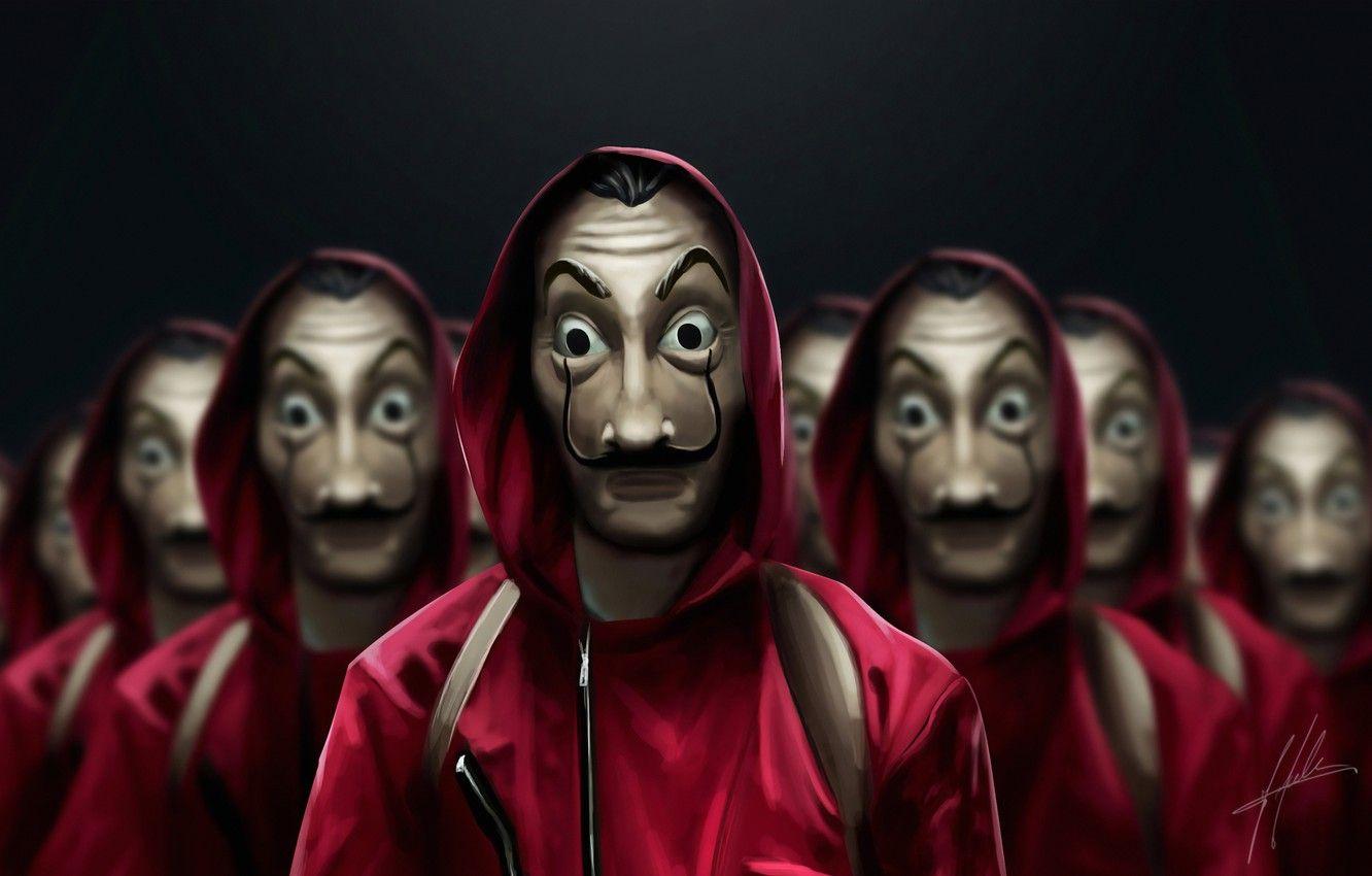 1332x850 Wallpaper people, mask, the series, mask, TV series, The House of Paper, Paper house, Money Heist image for desktop, section фильмы